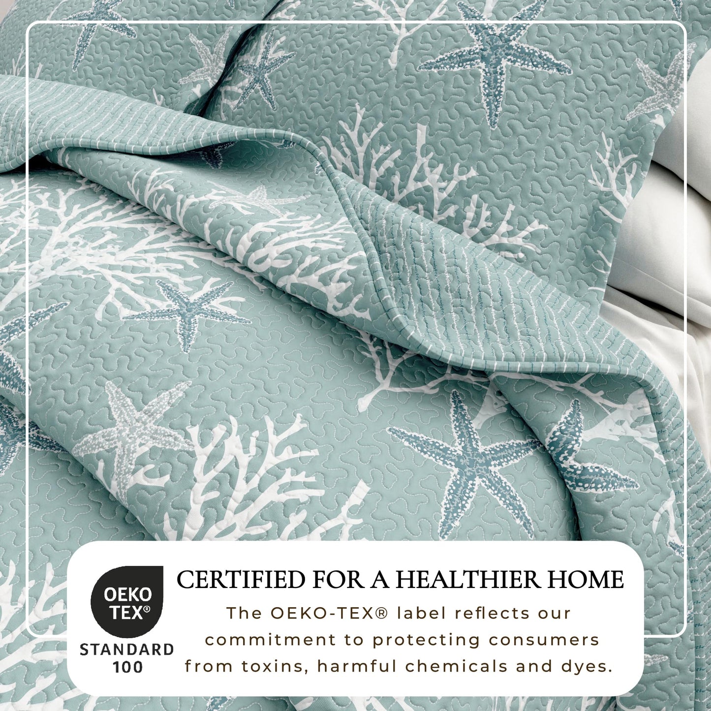 Great Bay Home Coastal Quilt Set - 3-Piece Full/Queen Size Nautical Bedding Set - Lightweight, All-Season, Reversible Bedspread (Ether Blue)