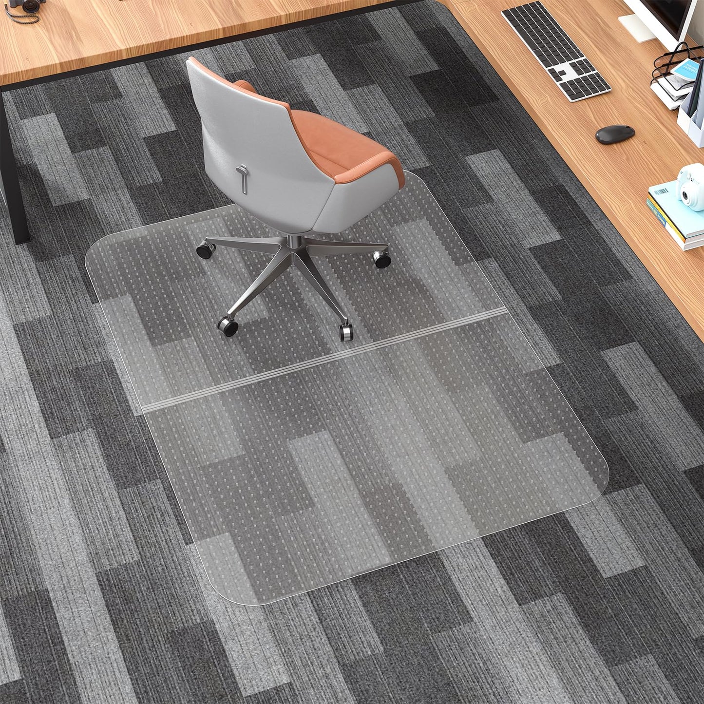 Tonaus Office Chair Mat for Carpet - 48"×36" Foldable Carpet Chair Mat - Transparent 2.2mm Thick Floor Protection with Non-Slip Studded for Low Pile Carpets Shiped Flat