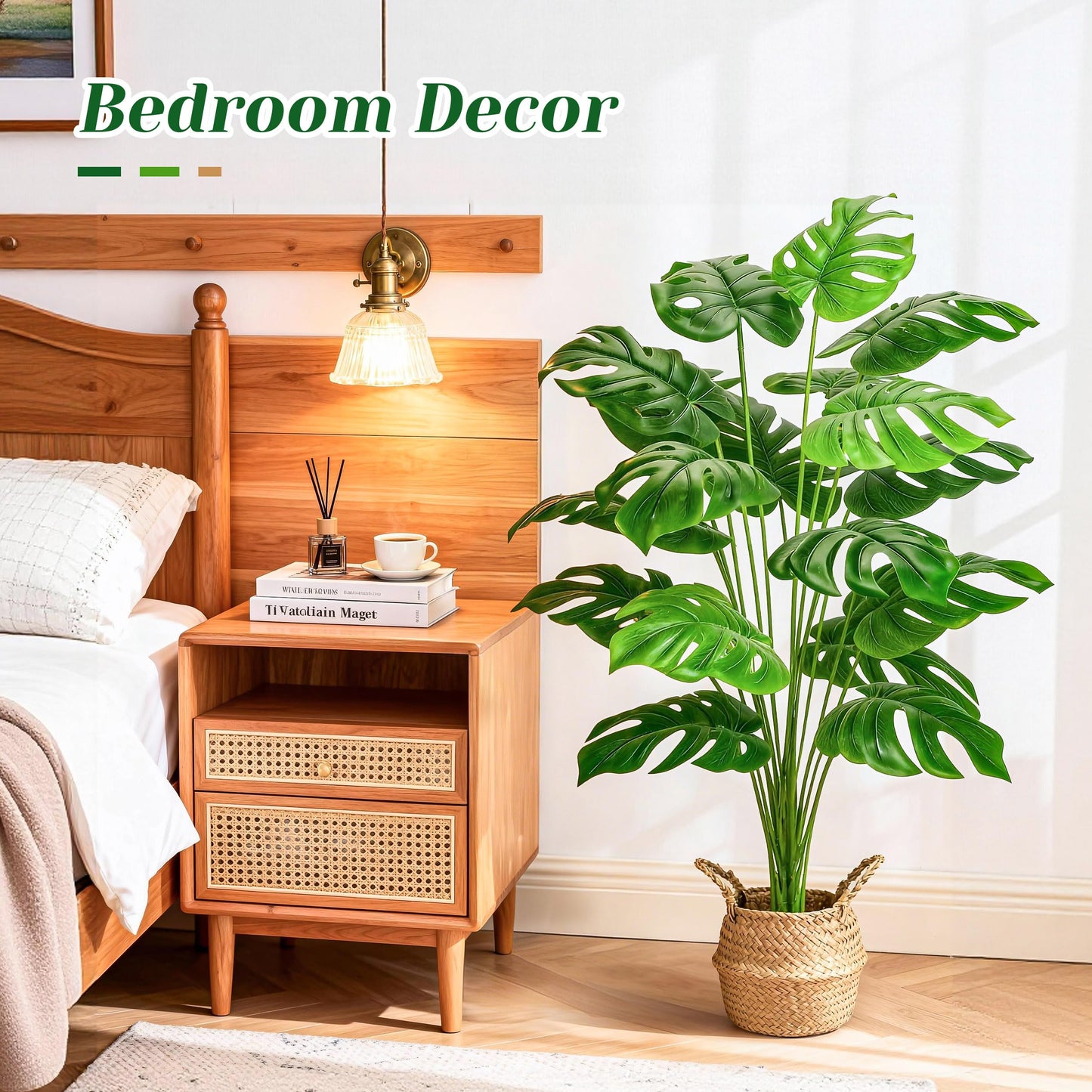 Der Rose 44" Tall Fake Plants with Basket Large Artificial Monstera Plants Indoor, Easy Assembly Faux Tree for Outdoor Office Living Room Bedroom Home Apartment Decor