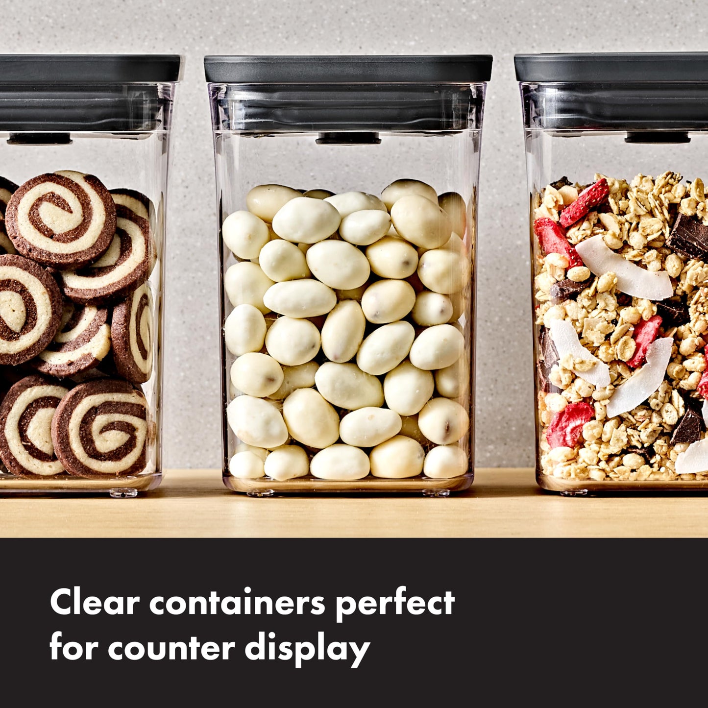 OXO Good Grips POP Container — Big Square Medium — 4.4 Qt /4.2 L — Matte Black, Organization and Storage Solution