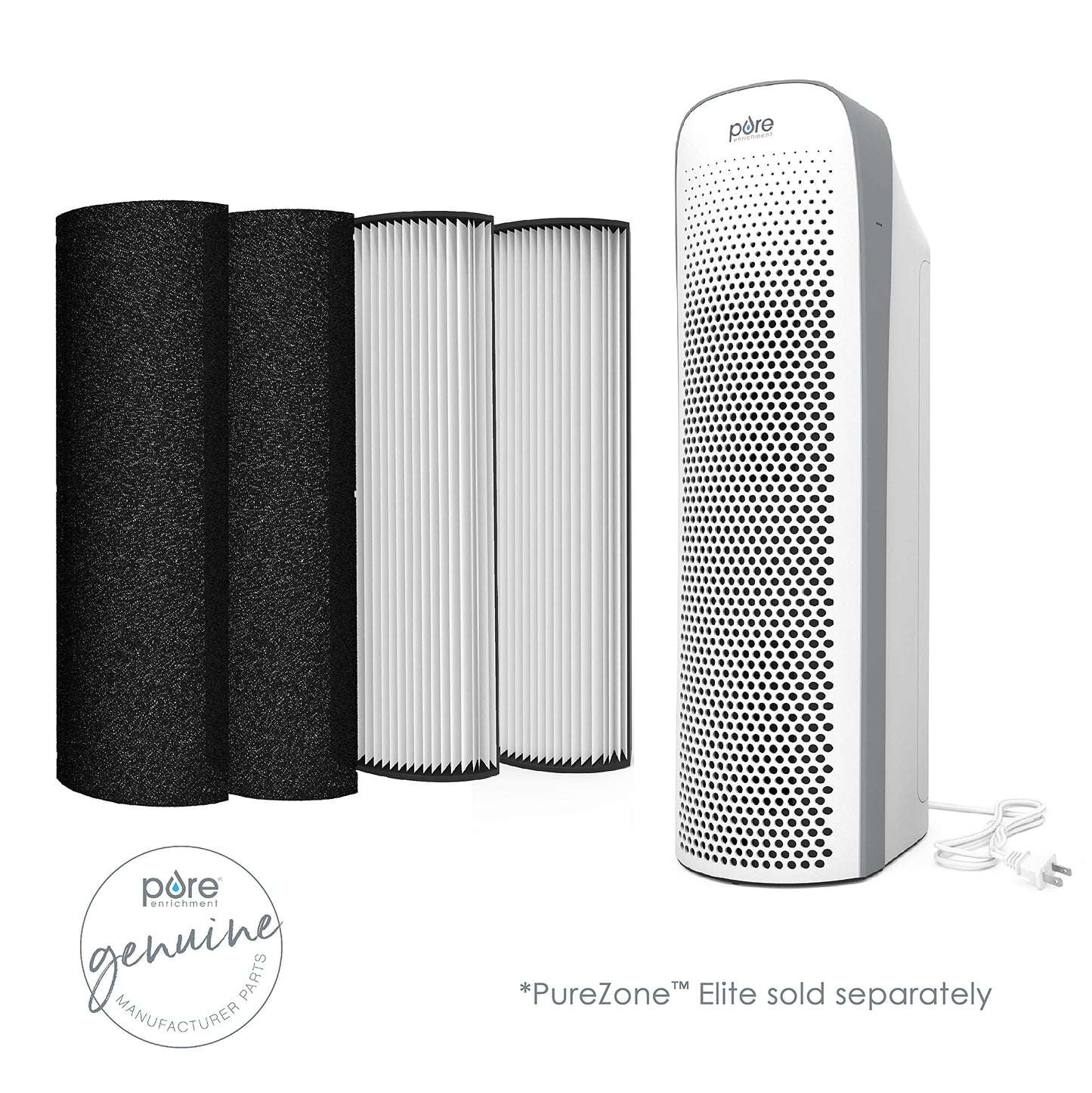Pure Enrichment® Genuine 2-in-1 True HEPA Replacement Filter for the PureZone™ Elite 4-in-1 Air Purifier - 2 Pack (PEAIRTWR)