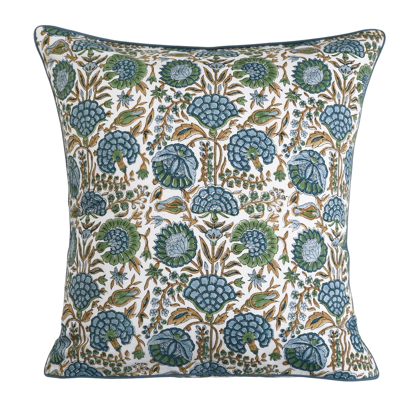 Ridhi Block Print Asparagus Green Pillow Cover 24" x 24" (Pack of 2) Decorative Couch Pillows for Living Room, Farmhouse Chic Boho Cute Outdoor Pillows Covers Gifts for Spring, Mother's Day