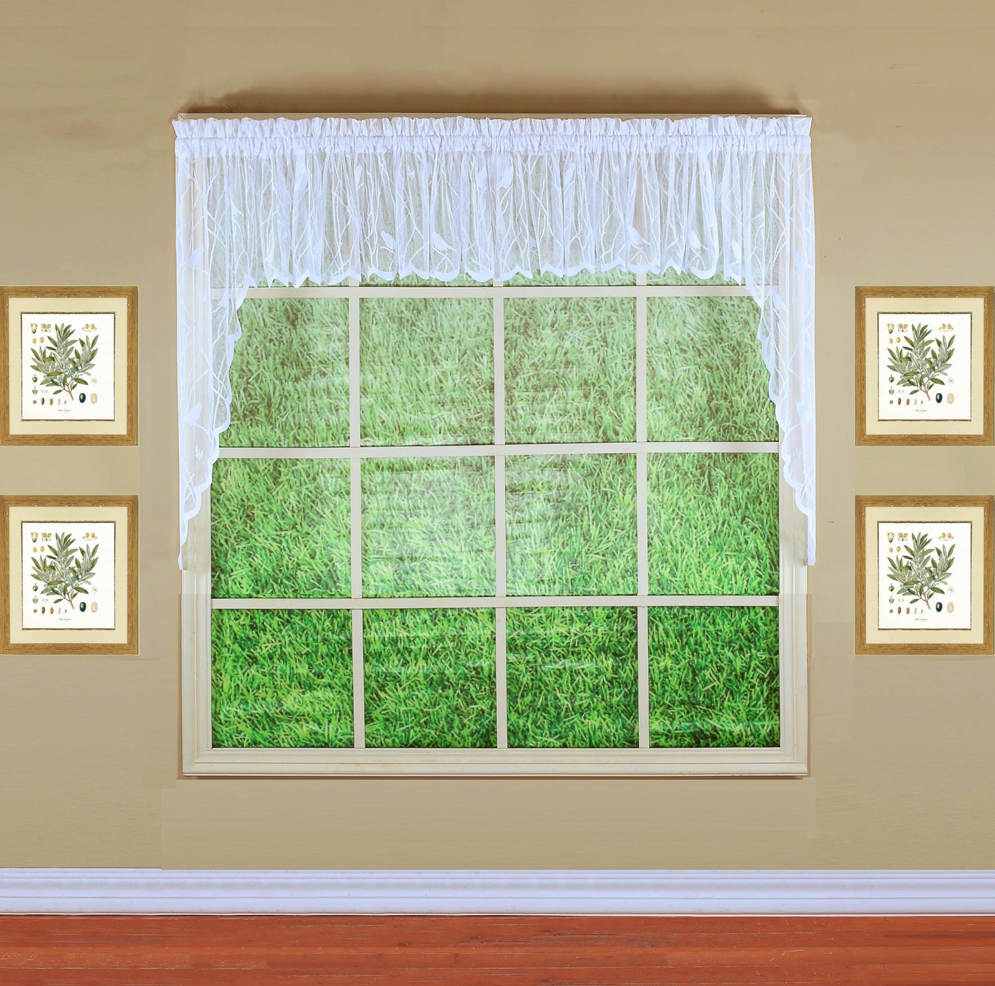 Today's Curtain, Songbird Semi-Sheer Lace Swag 38", White, 56" W x 38" L