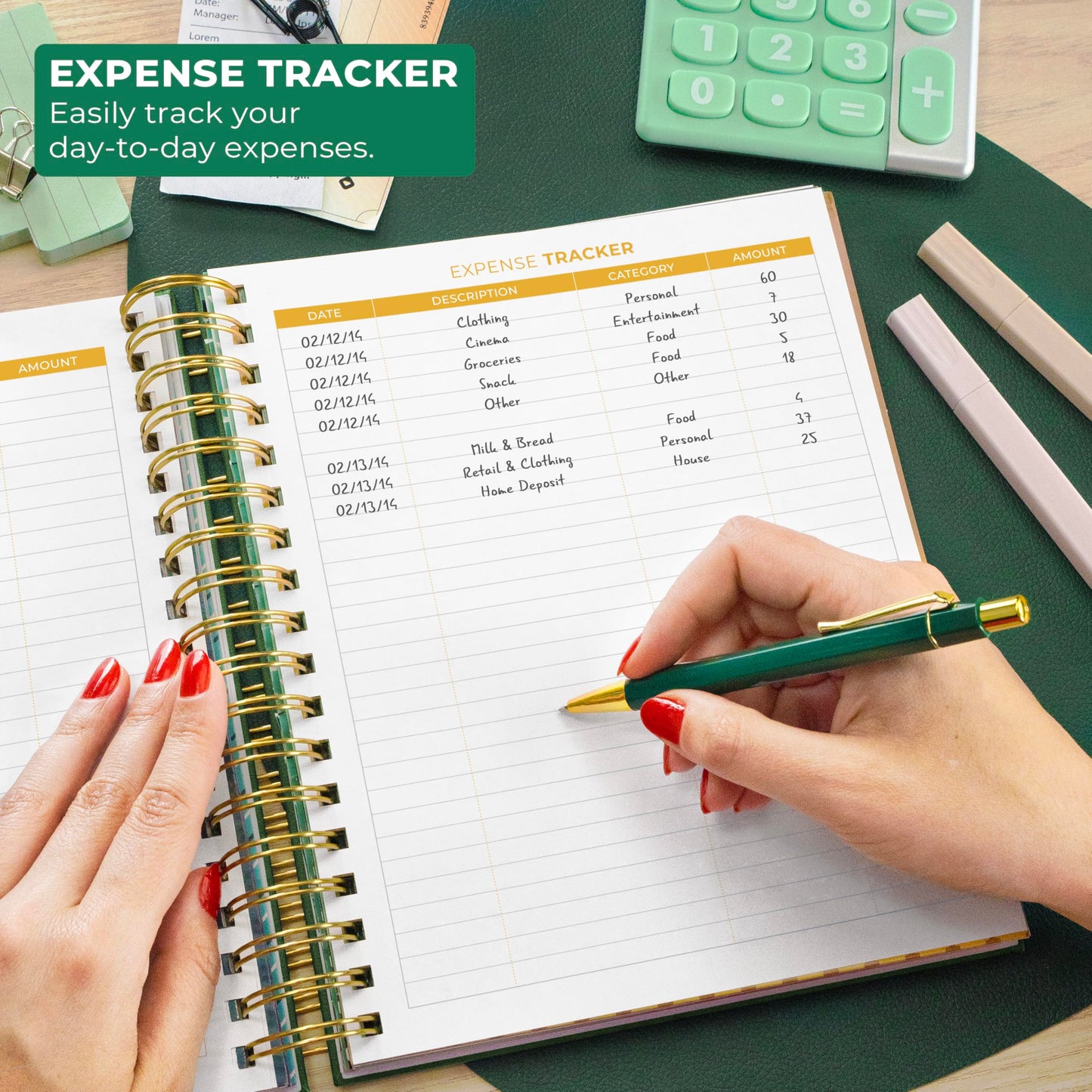 Clever Fox Budget Planner & Monthly Bill Organizer With Pockets. Expense Tracker, Budgeting Journal & Financial Book. Large, 8x9.5" (Dark Green)