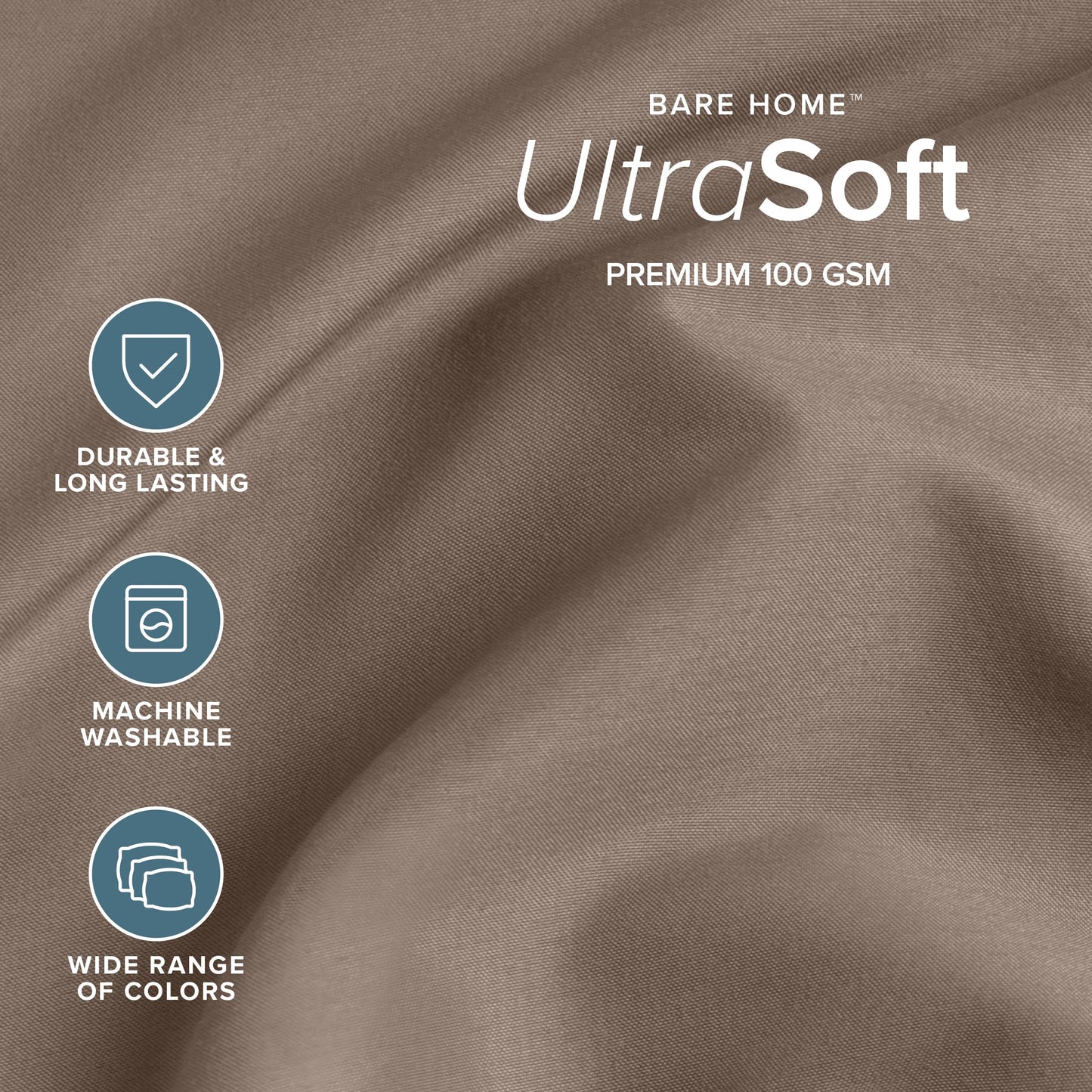 Bare Home King Sheet Set - 1800 Ultra-Soft Microfiber King Bed Sheets - Double Brushed - Deep Pockets - Easy Fit - 4 Piece Set - Bedding Sheets & Pillowcases (King, Taupe)