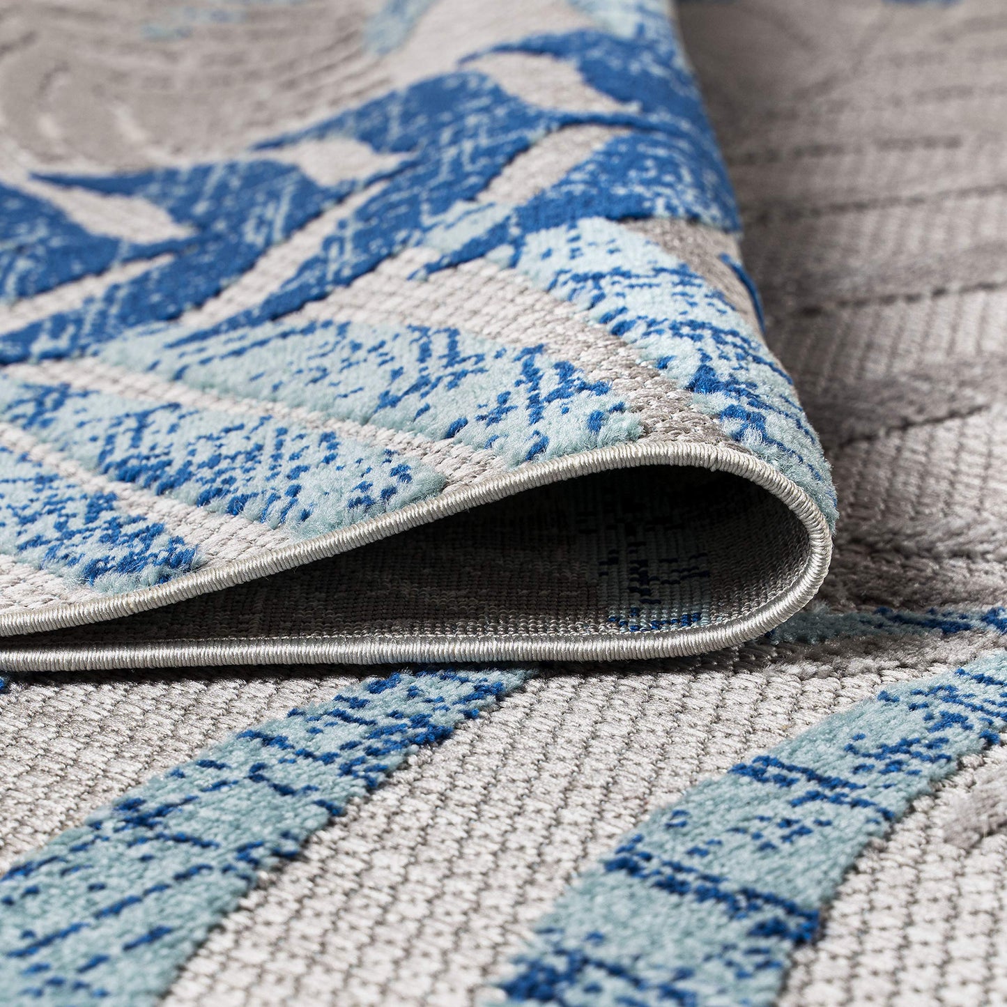 JONATHAN Y Tropics Palm Leaves Indoor Outdoor Runner Rug 2X8 Gray/Blue, Boho for Backyard, Patio, Porch, Easy-Cleaning, High Traffic, Pet-Friendly, Non-Shedding (AMC100A-28)