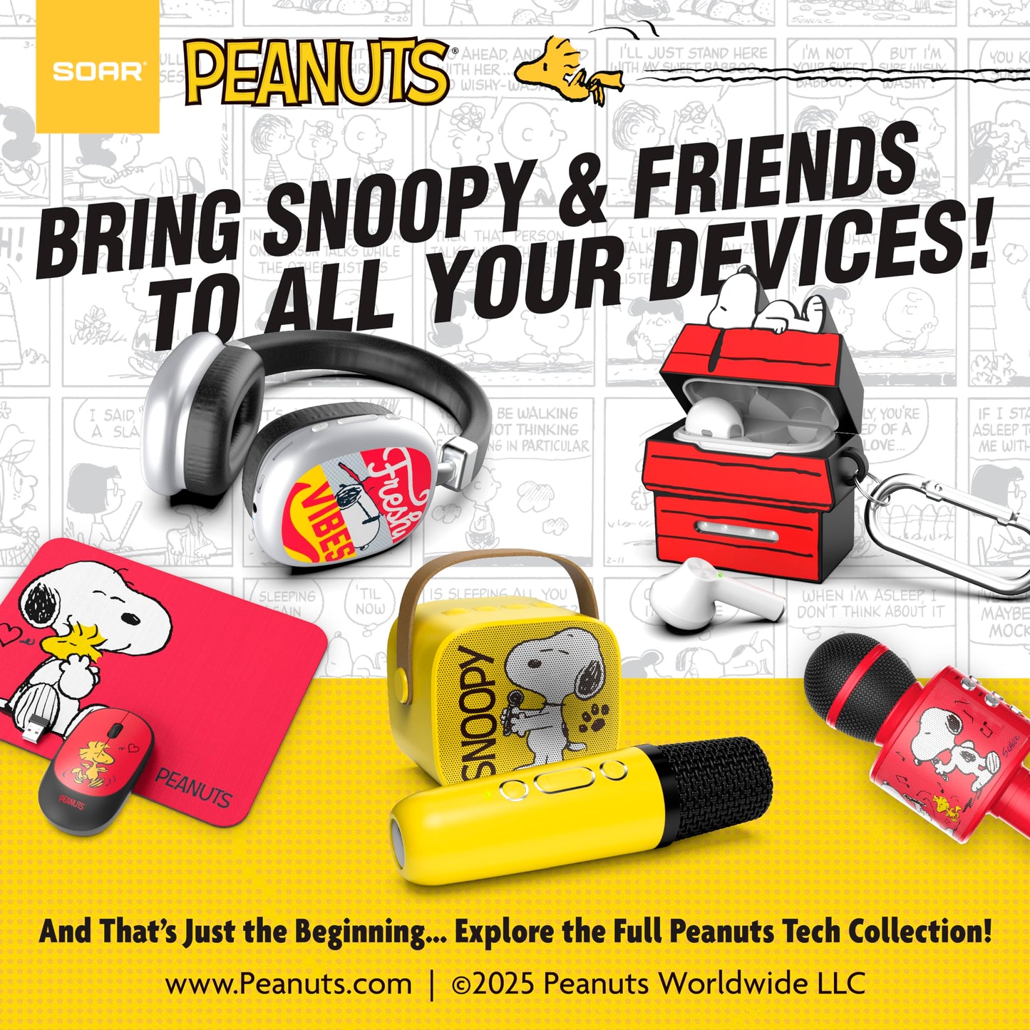 SOAR Peanuts Mouse & Mouse Pad Combo Yellow- Chill
