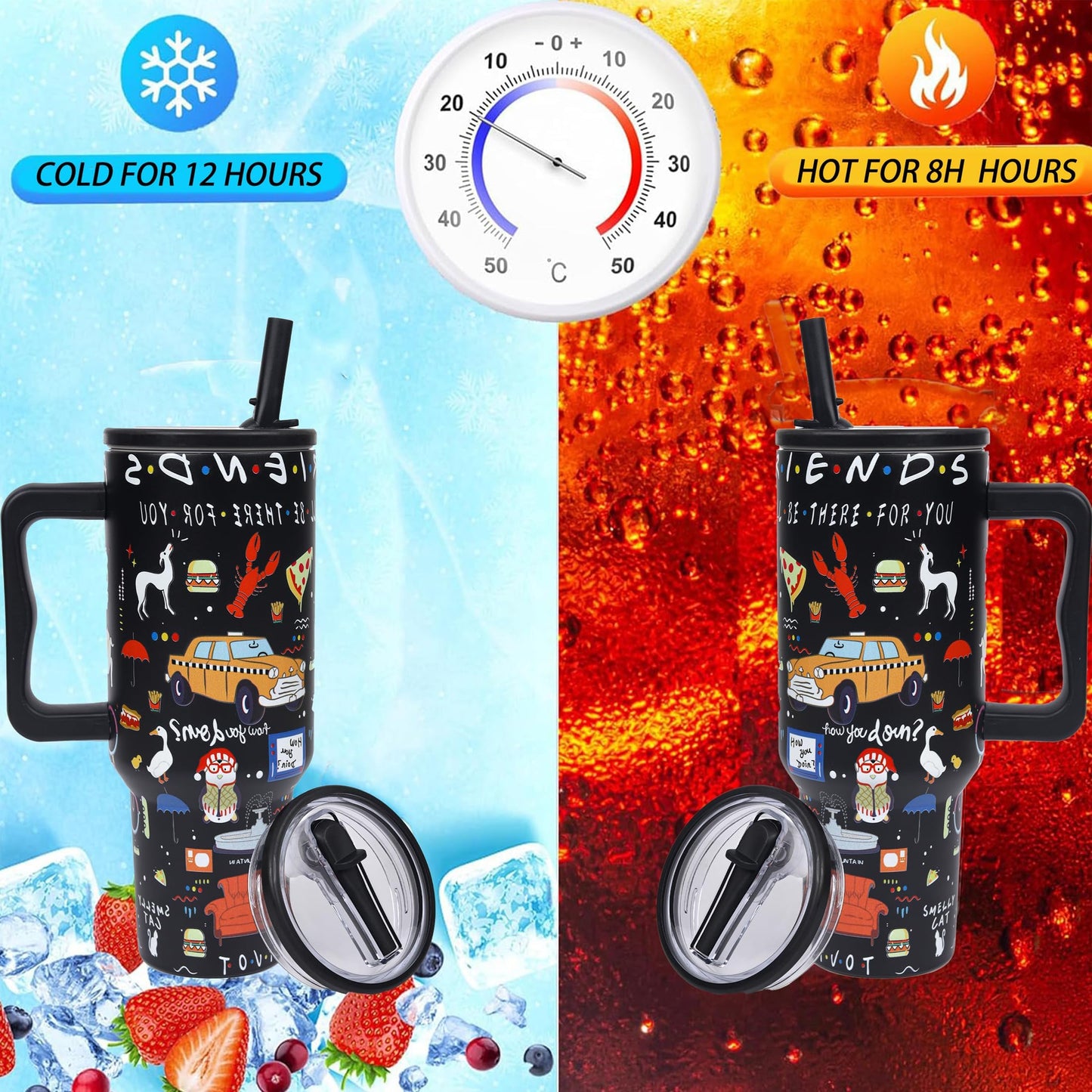 wonshia 40oz TV Tumbler with Lid and 2pcs Straw Stainless Steel Coffee Cup Funny TV Show Gifts,Vaccum Insulated Double Wall Coffee Mug for Brithday Anniversary