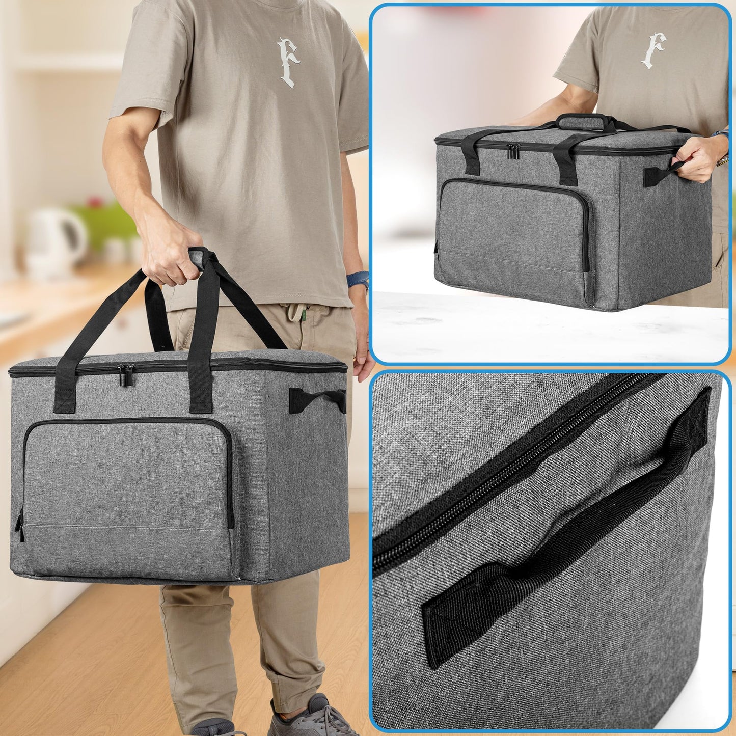 LUXJA Large Carrying Bag Compatible with Ninja Foodi Possible Cooker Pro, Carrying Case with Hard Bottom Pad Compatible with Ninja 8.5 Qt Multicooker, Gray