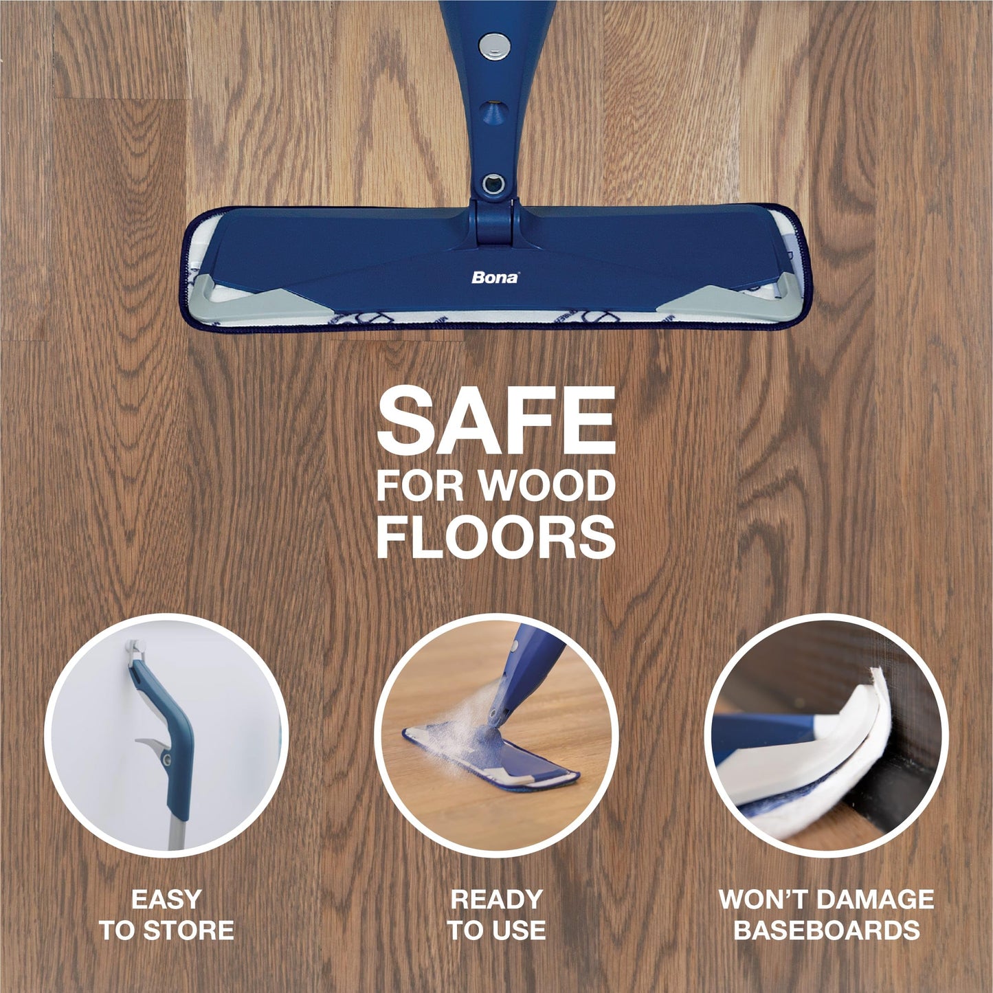 Bona Premium Hardwood Floor Spray Mop System – Durable Aluminum Handle with Secondary Grip and Soft Rubberized Corners to Protect Furniture, Washable Microfiber Pad & Refillable Cartridge