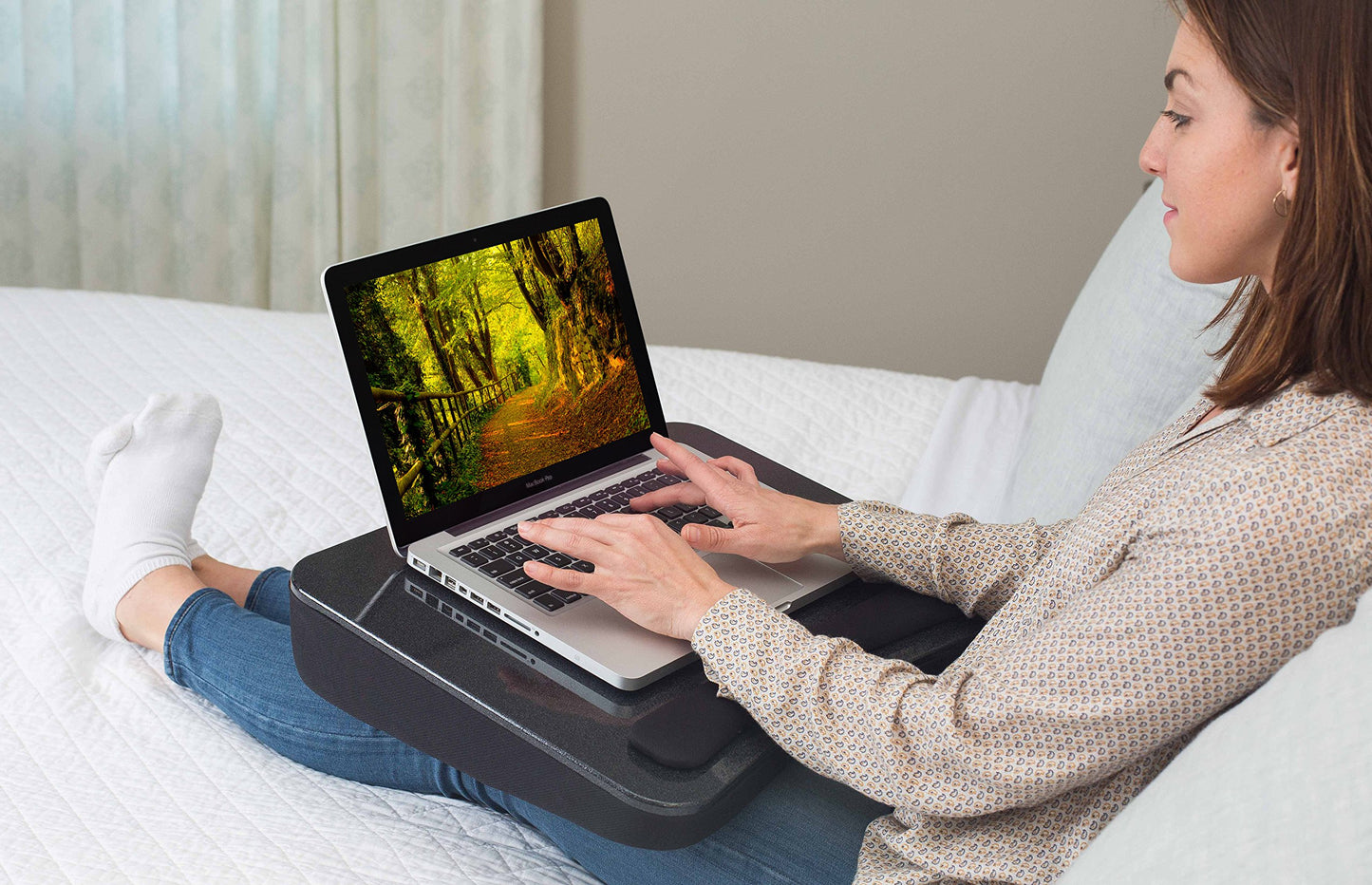 Sofia + Sam All Purpose Lap Desk (Black Sparkle Top) with Tablet Slot | Supports Laptops Up to 17 Inches