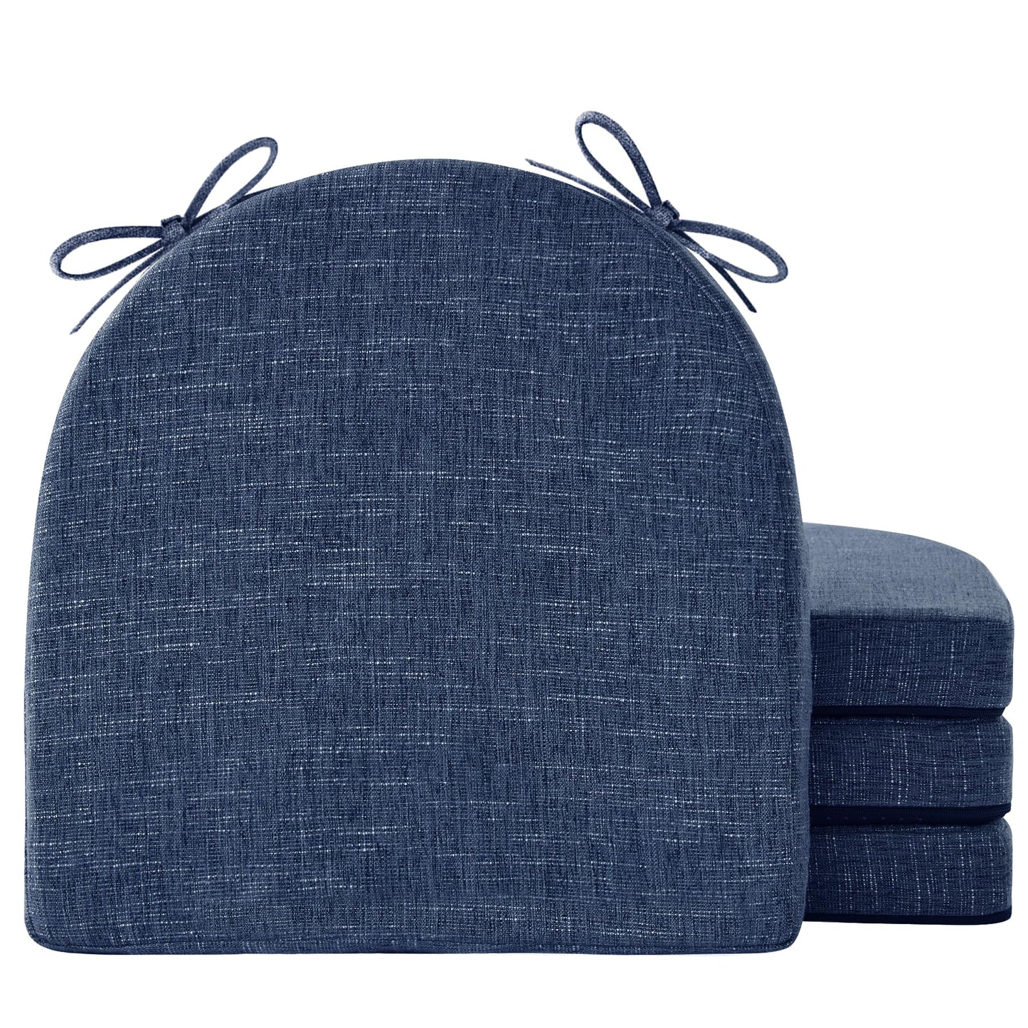 IPYNBAP Chair Cushions for Dining Chairs, Kitchen Chair Cushions, 16'' x 16'' x 2'', Non Slip Indoor Seat Cushions, Chair Pads for Dining Chairs with Ties & Removable Cover, Set of 4, Navy