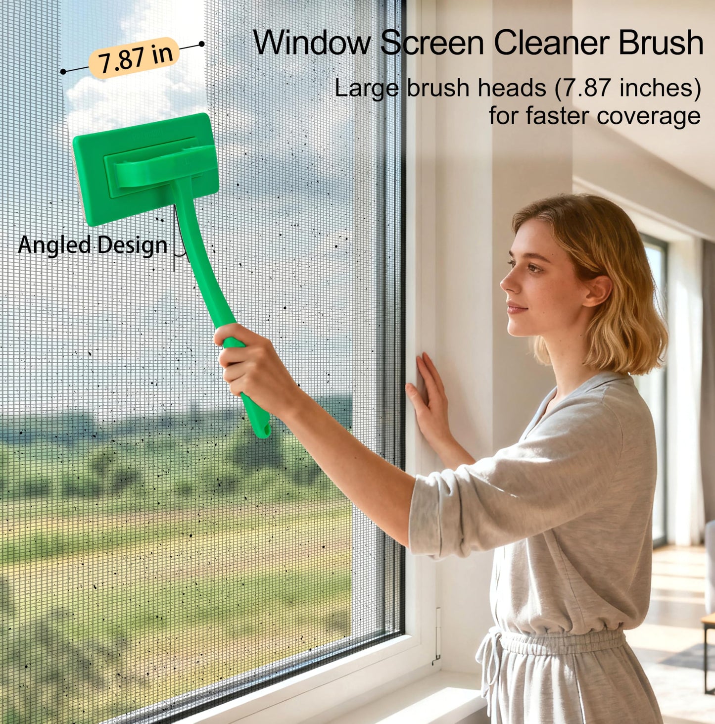 MyLifeUNIT 2 Packs Mesh Screen Cleaner, Detachable Window Screen Cleaning Brush, Window Screen Cleaners Tool with Wet and Dry Dual-Use