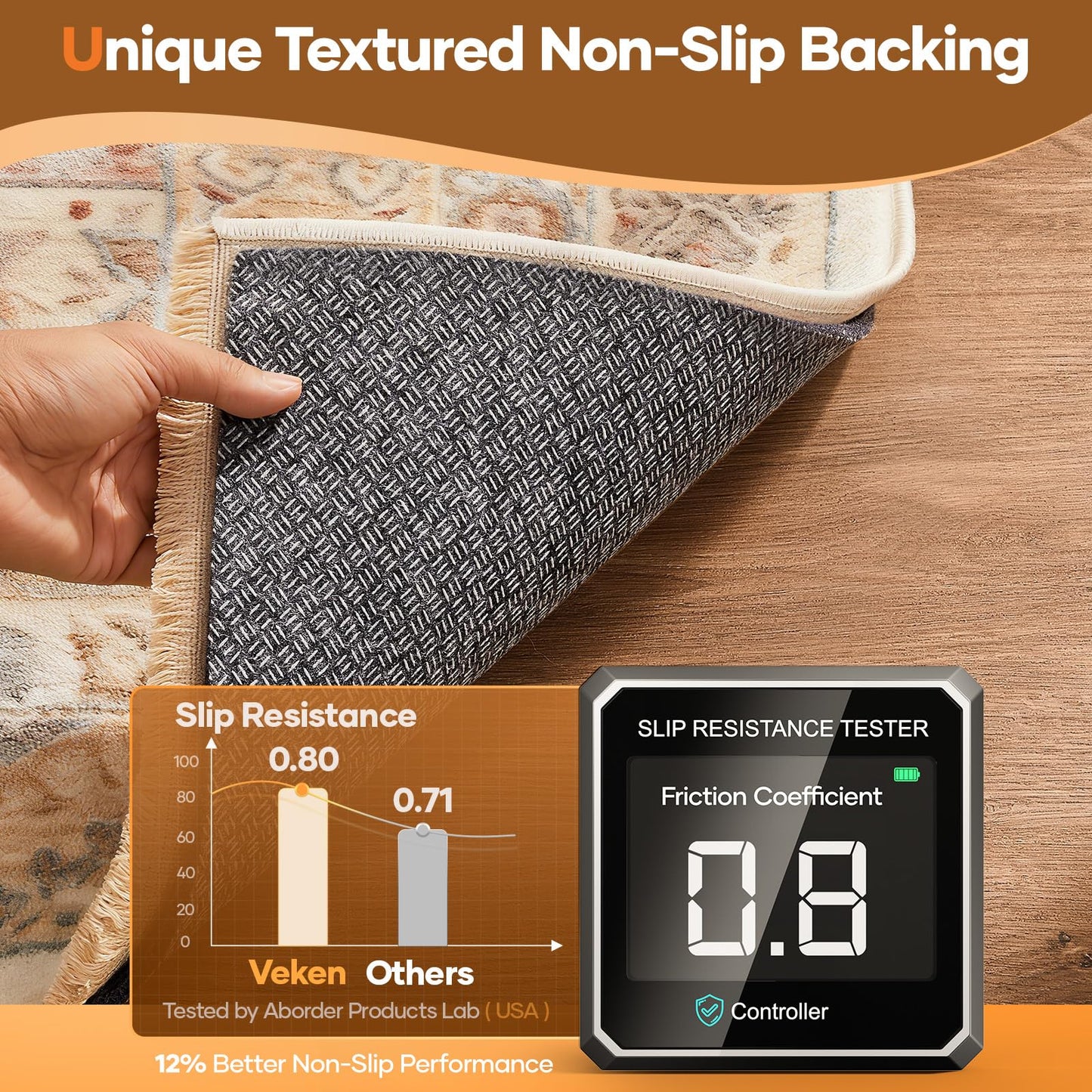 Veken Non Slip Cushioned Rug Pad Gripper 3 x 5 Ft, Felt and Silicone Backing, 1/4 inch Thick Carpet Liner for Hardwood Floors and Finishes, Under Area Rugs Anti Skid Mat, Keep Rugs Safe and in Place
