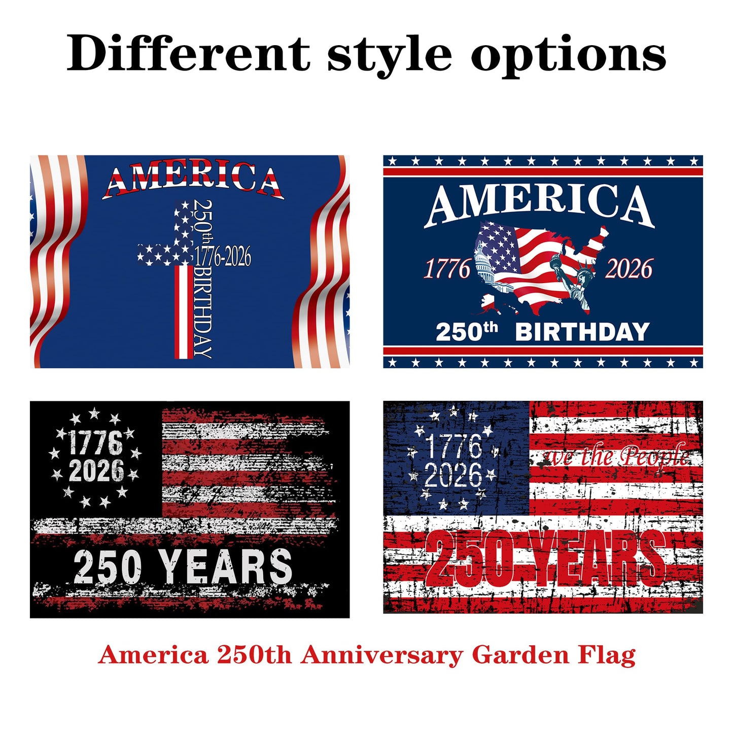 100 Pcs 250 Anniversary Small Stick Flags 250 Year American Anniversary flag Handheld Flag for Outside 4th of July Independence Day Patriotic Signs Hand Held Flags for Room House Welcome Lawn Backdrop Parade (B Flag, 100Pcs)