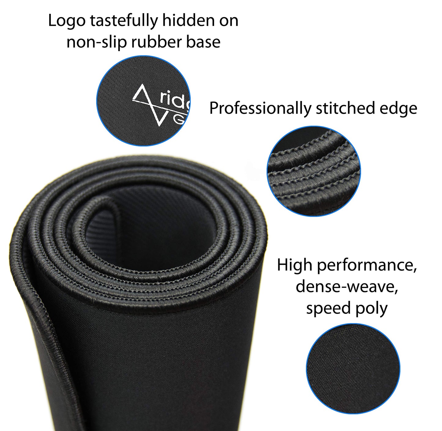 Traverse Ridge Gaming Mouse Pad (5mm) Massive 46 inch | 46x17.3x0.20 Extra Thick | Black | Stitched Edge, Large Washable Desk Mat