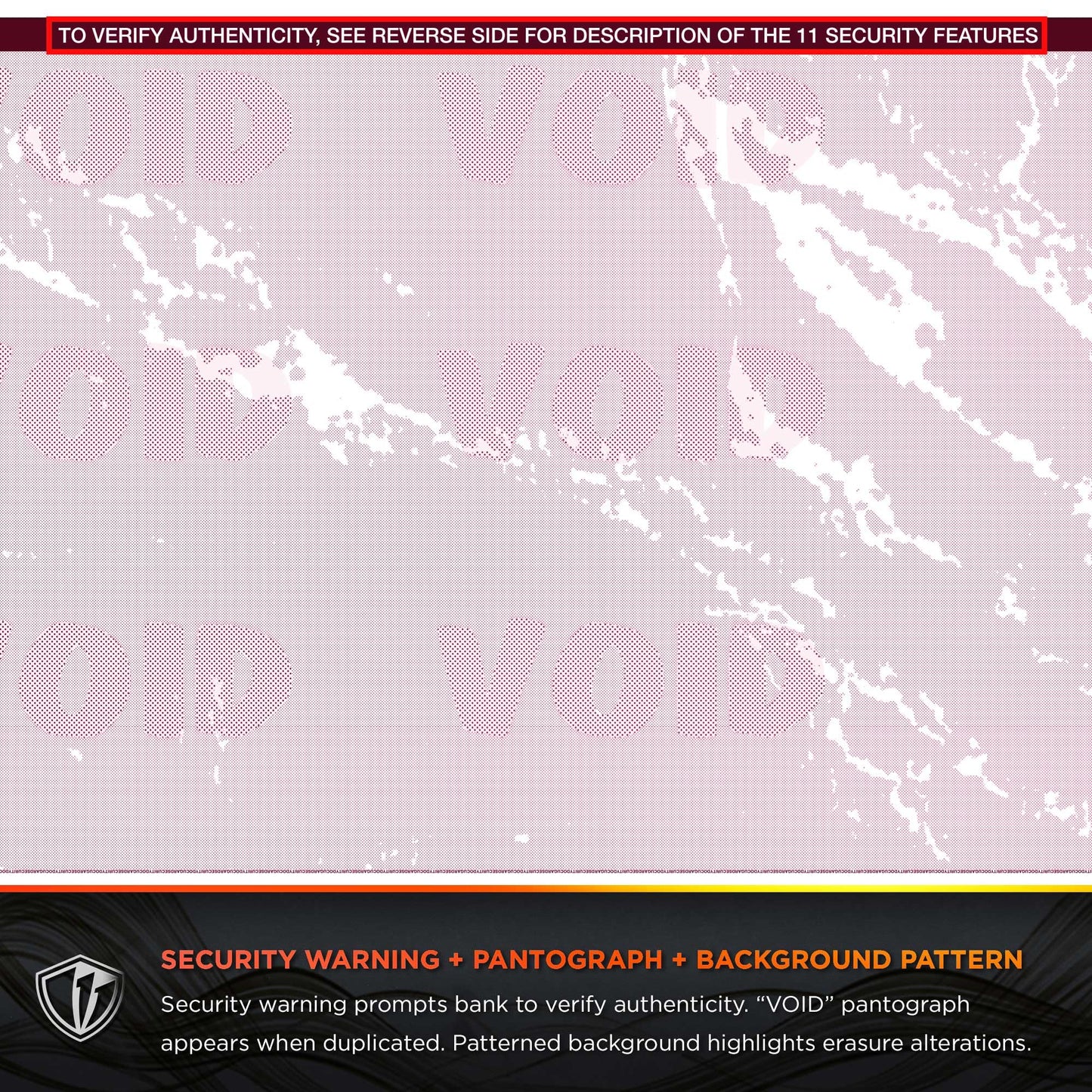 DocuGard Standard Burgundy Marble Top High Security Check Paper - Laser/Inkjet Printer Compatible - 11 Security Features - 500 Blank Business Checks (04503)