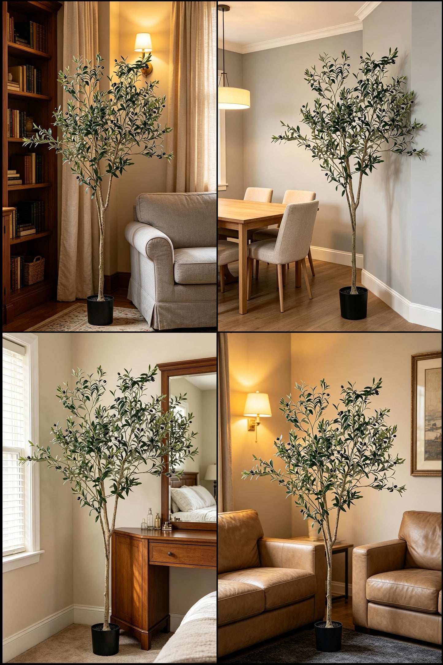 Artificial Olive Tree for Living Room Decor, 6FT Bendable Fake Plants Artificial Indoor, Faux Silk Plant Fake Trees in Potted with Oliver Branch Leaves and Fruits for Modern Home House Office Décor