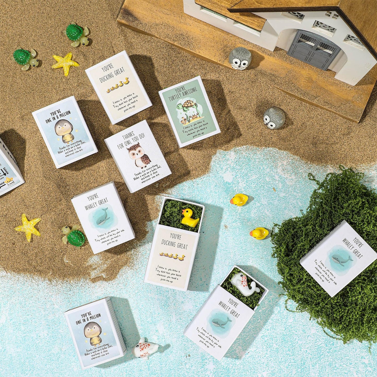 Cinnvoice 100 Set Bulk End of Year Student Gifts from Teacher Graduation Employee Appreciation Gifts Emotional Support Cute Resin Ornaments Positive Desk Pets with Mini Card Box (Duck)