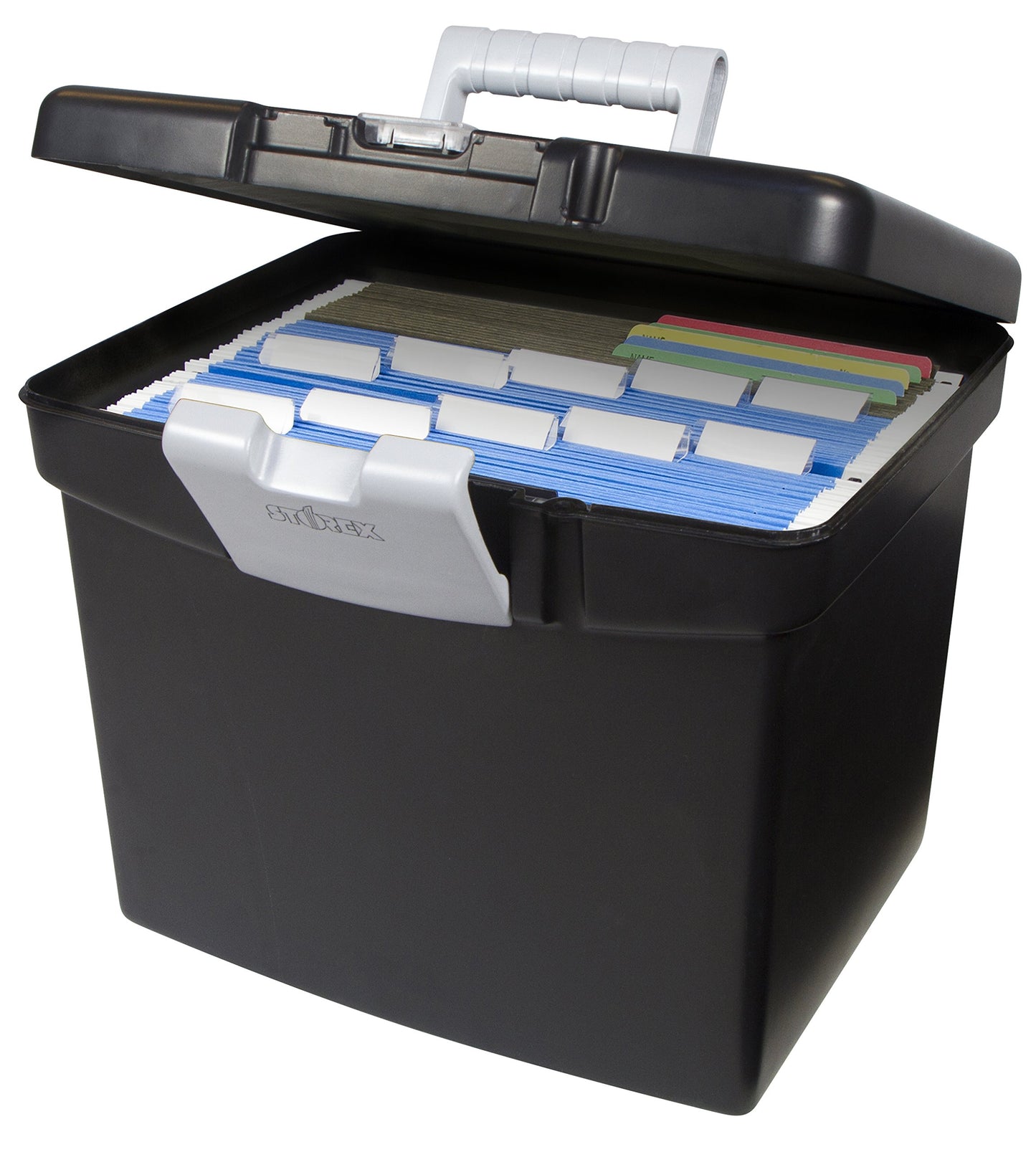 Storex File Storage Box with XL Storage Lid, Black, 2-Pack
