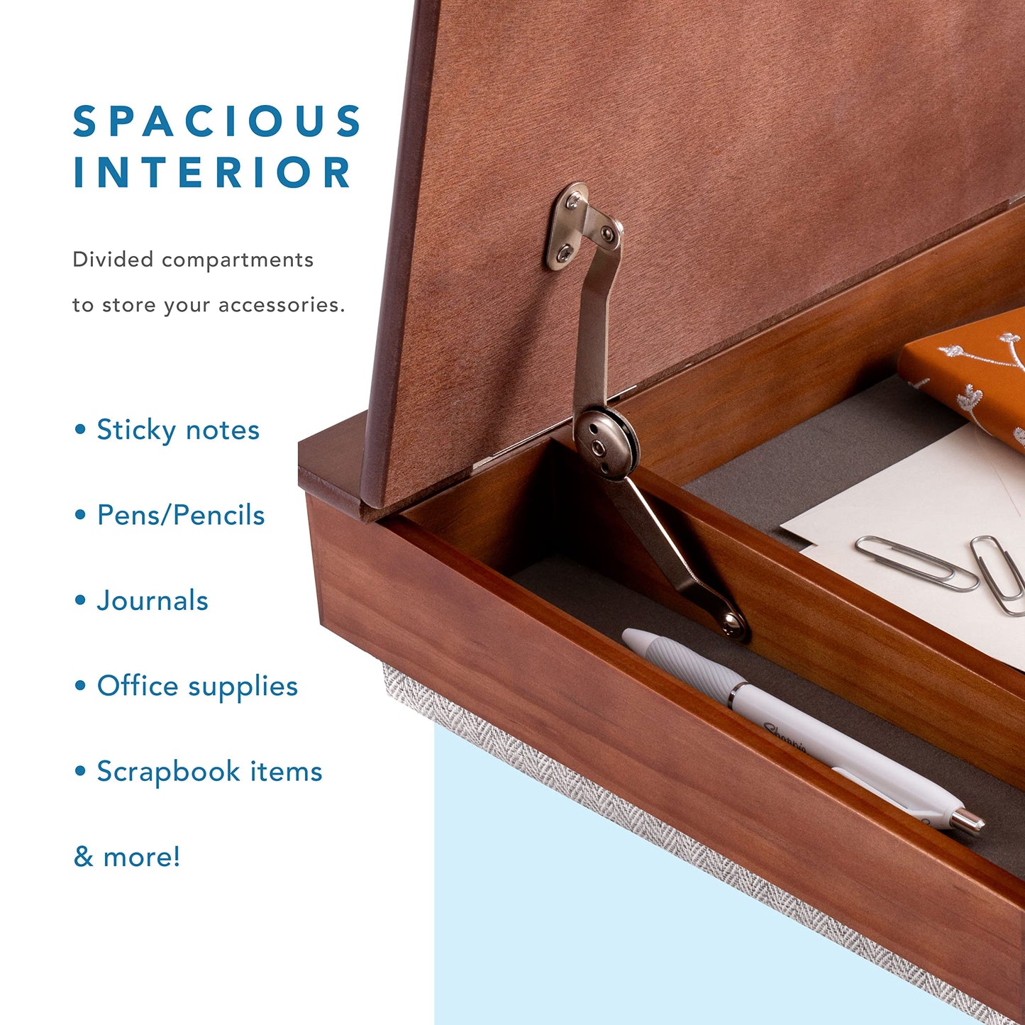 LAPGEAR Schoolhouse Lap Desk with Storage Compartments - Acacia Wood - Java - Style No. 45072