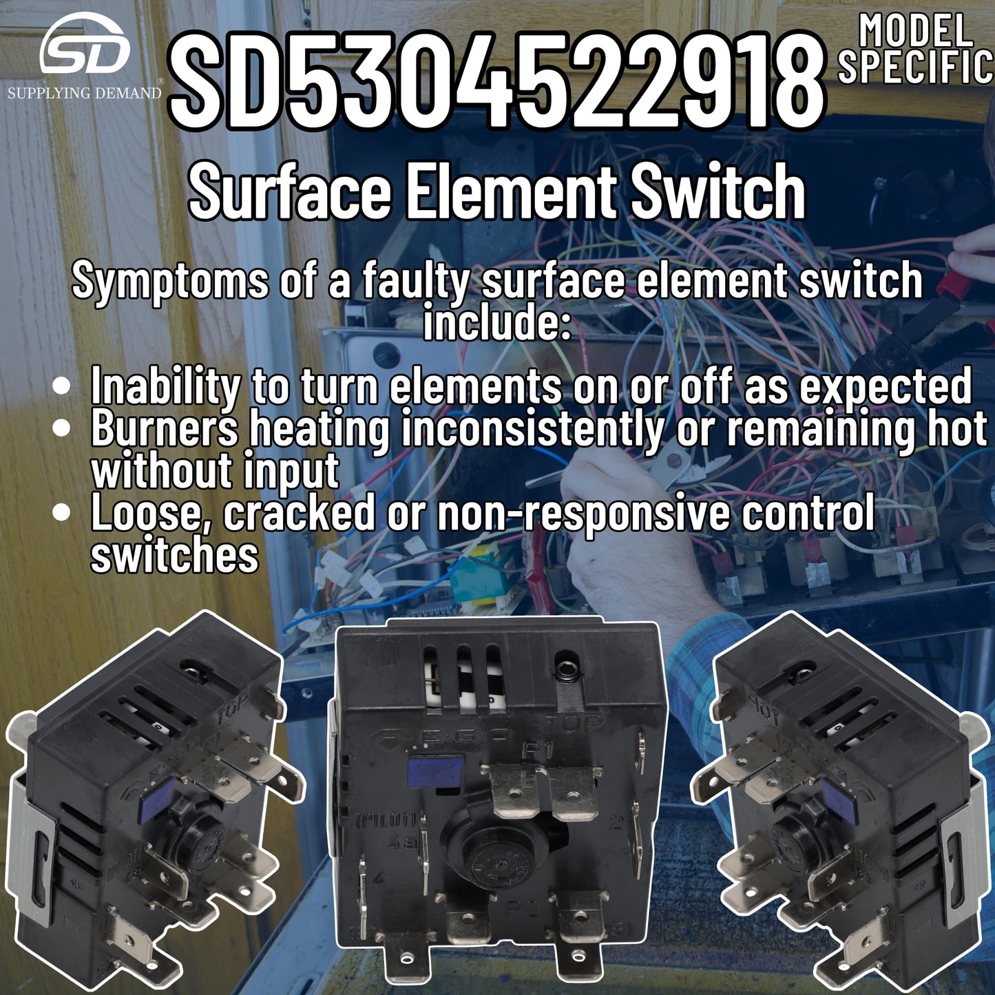 Supplying Demand 5304522918 Range Surface Element Infinite Control Switch - Replaces AP6983743, PS12746358