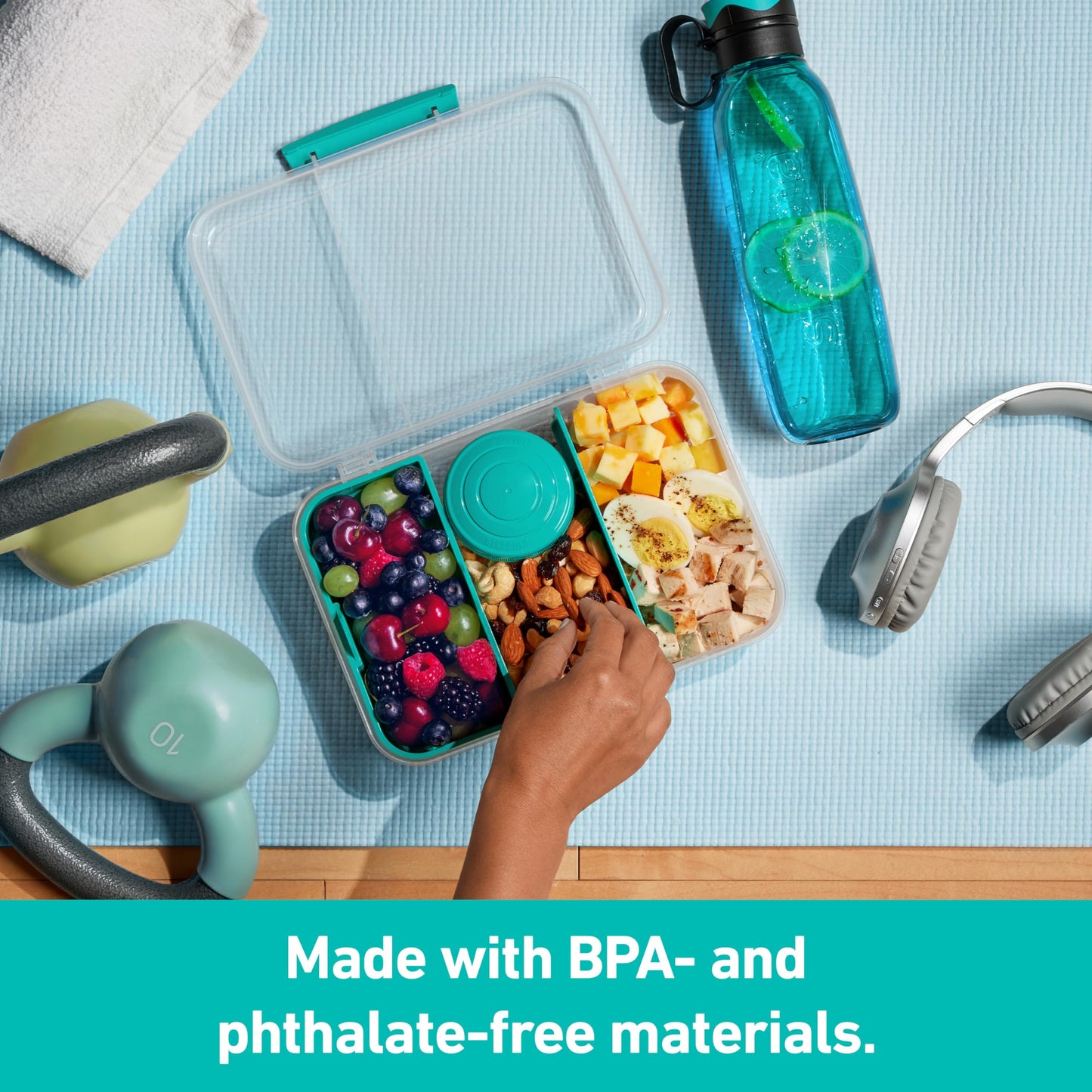 Sistema To Go 1.48L (2-Pack) Bento Box Food Storage Containers, School Lunch Boxes with Removable Dividers & Snack Pot, Two 1.48L Containers, Freezer, Microwave, & Dishwasher-Safe, BPA-Free