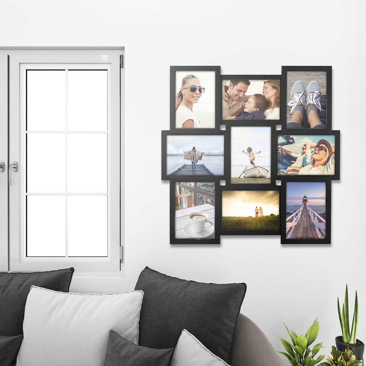 Malden International Designs 5 x 7 9-Opening Dimensional Collage Photo Wall Frame, Black