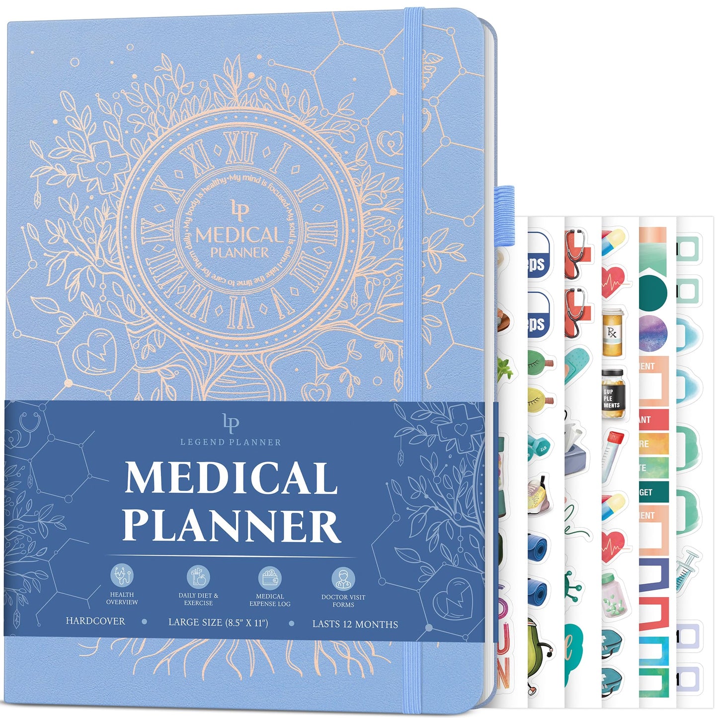 Legend Medical Planner – 12-Month Health Tracker Journal to Track Meals, Symptoms, Blood Pressure, Lab Test Results – Med & Wellness Notebook for Daily Self-Care & Health Goals (Periwinkle)