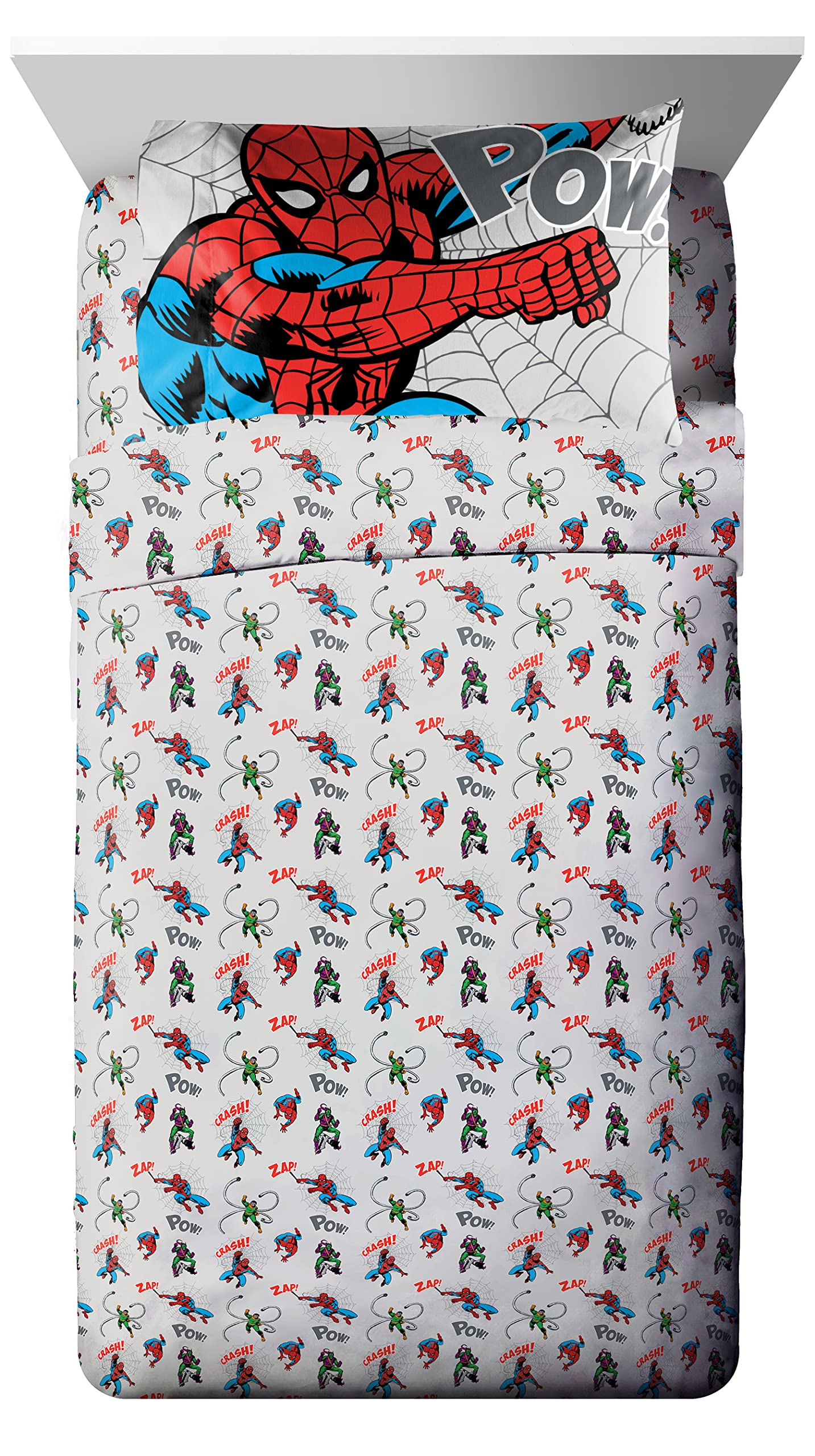 Jay Franco Spiderman Spidey VS 5 Piece Twin Size Bed Set - Includes Comforter & Sheet Set Bedding - Super Soft Fade Resistant Microfiber (Official Marvel Product)