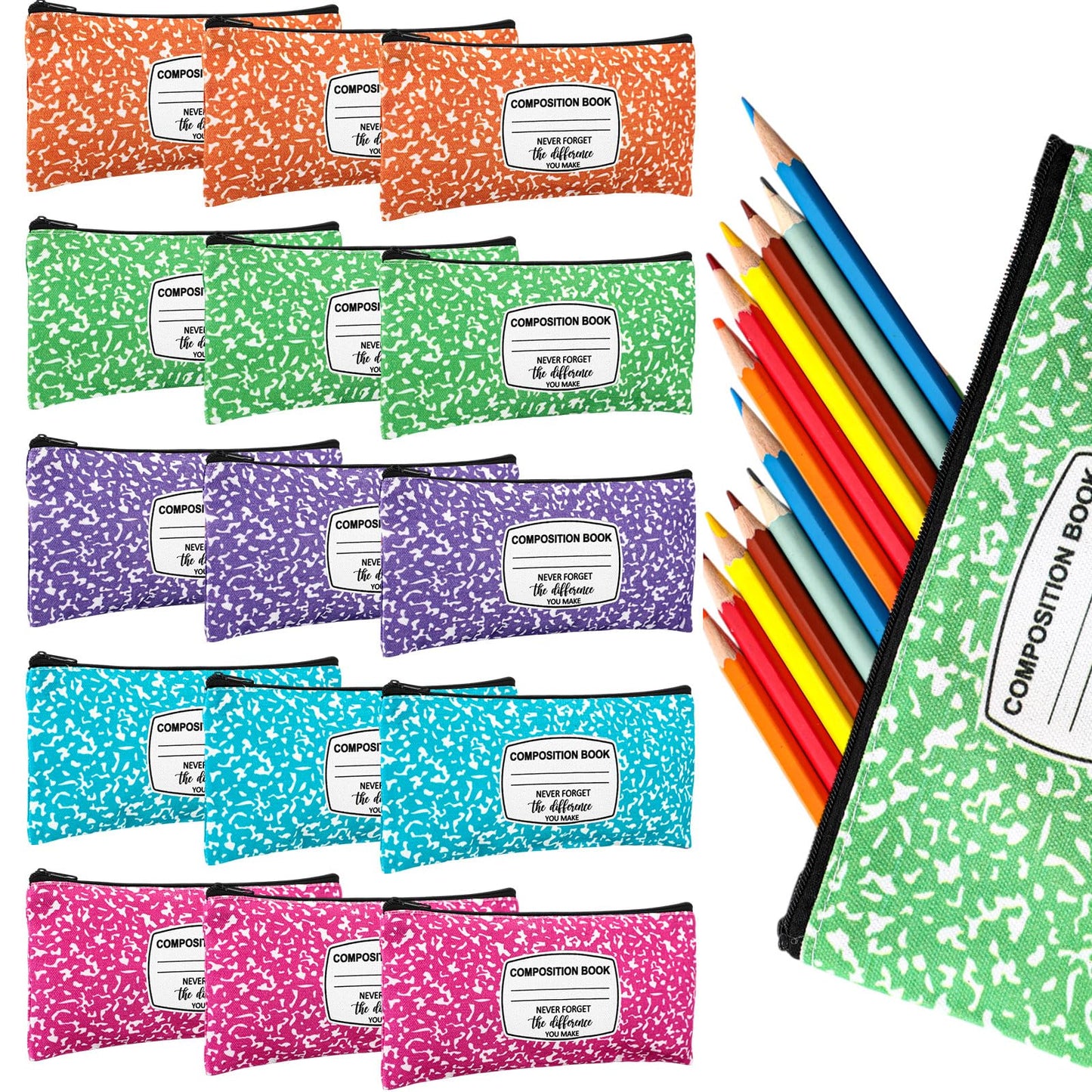 Epakh 30 Pcs Teacher Pencil Case Pouch 8.7 x 3.9 Inches Composition Teacher Appreciation Gifts Portable Pencil Bag with Zipper Multipurpose Cute Pen Pouch for Teachers Stationery Organizer (Classic)