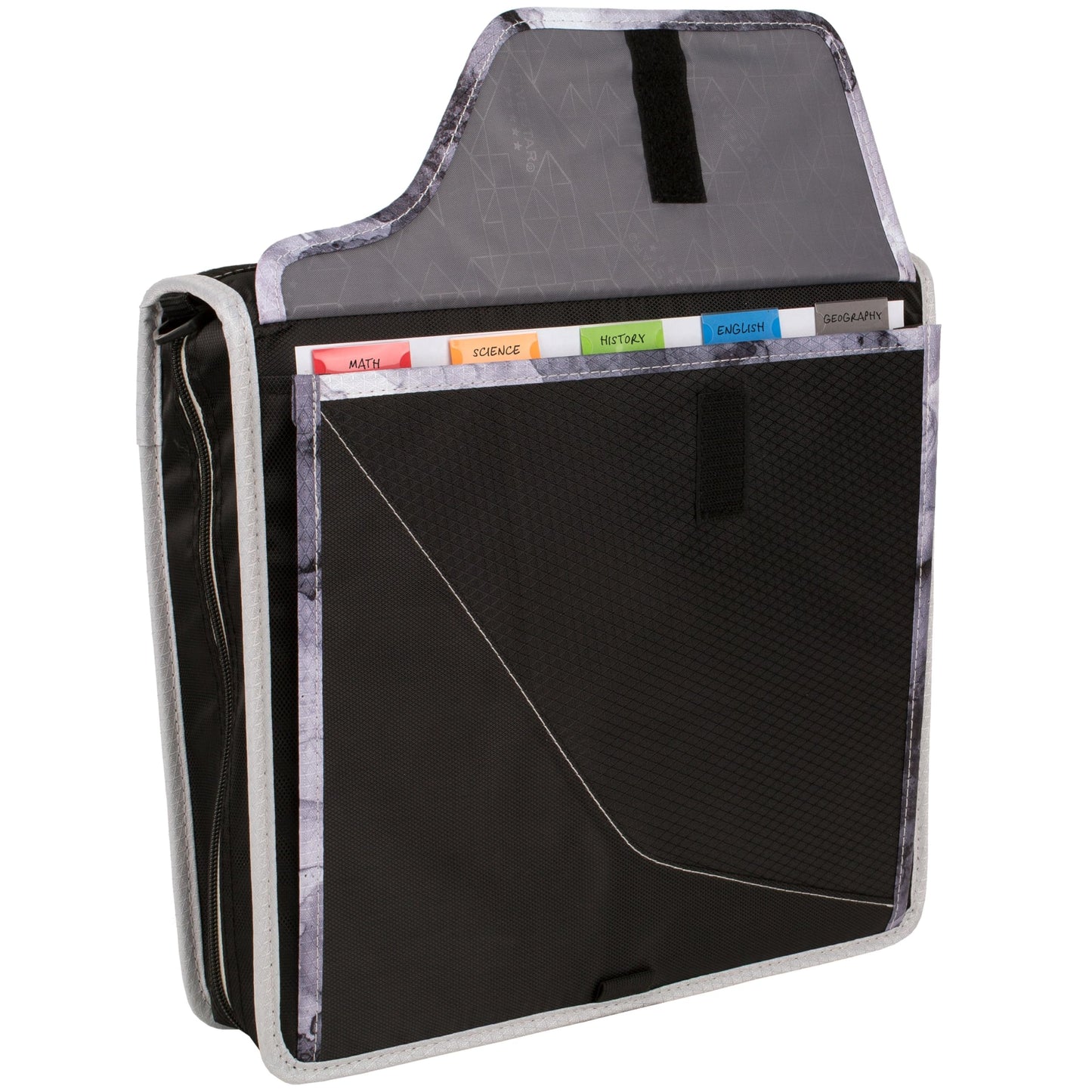 Five Star Zipper Binder, 3 Inch 3-Ring Binder with D Rings, Removable Padded Case, 5-Tab Expanding File and Multi-Use Strap, 850 Sheet Capacity, Black/Gray (29296IT8)