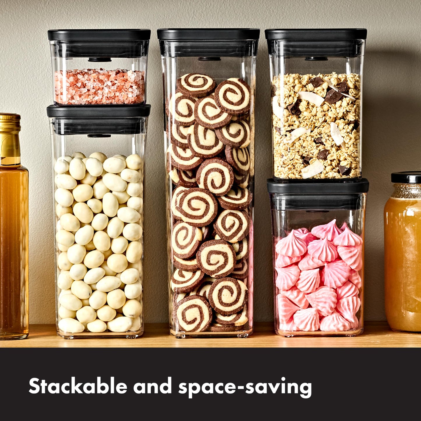 OXO Good Grips POP Container — Big Square Medium — 4.4 Qt /4.2 L — Matte Black, Organization and Storage Solution