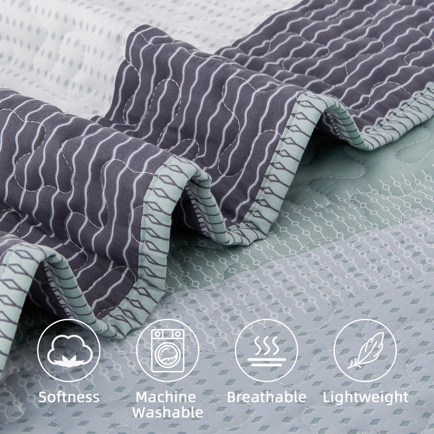 Andency Stripe Quilt Set Cal King(104x112 Inch), 3 Pieces (1 Striped Quilt and 2 Pillowcases) Patchwork Bedspread Coverlet Set, Lightweight Soft Quilted Bedding Set