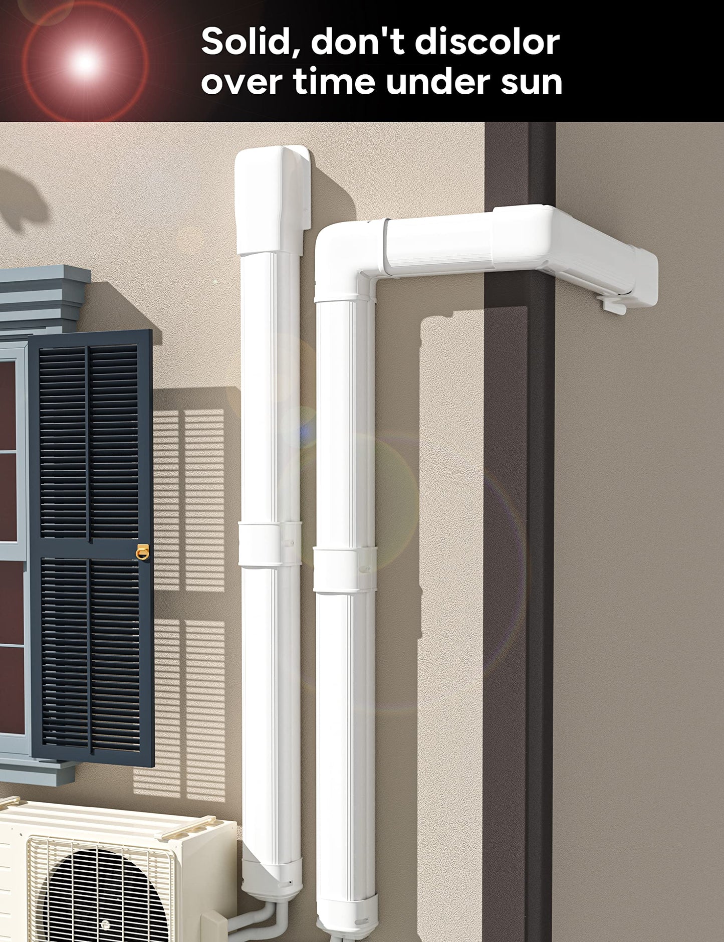 Toutgood 3'' 14Ft Mini Split Line Set Cover Kit for Minisplit Ductless Linset Air Conditioners and Heat Pumps, Central AC Decorative Upgraded UV-Proof Strong & Durability PVC Pipe