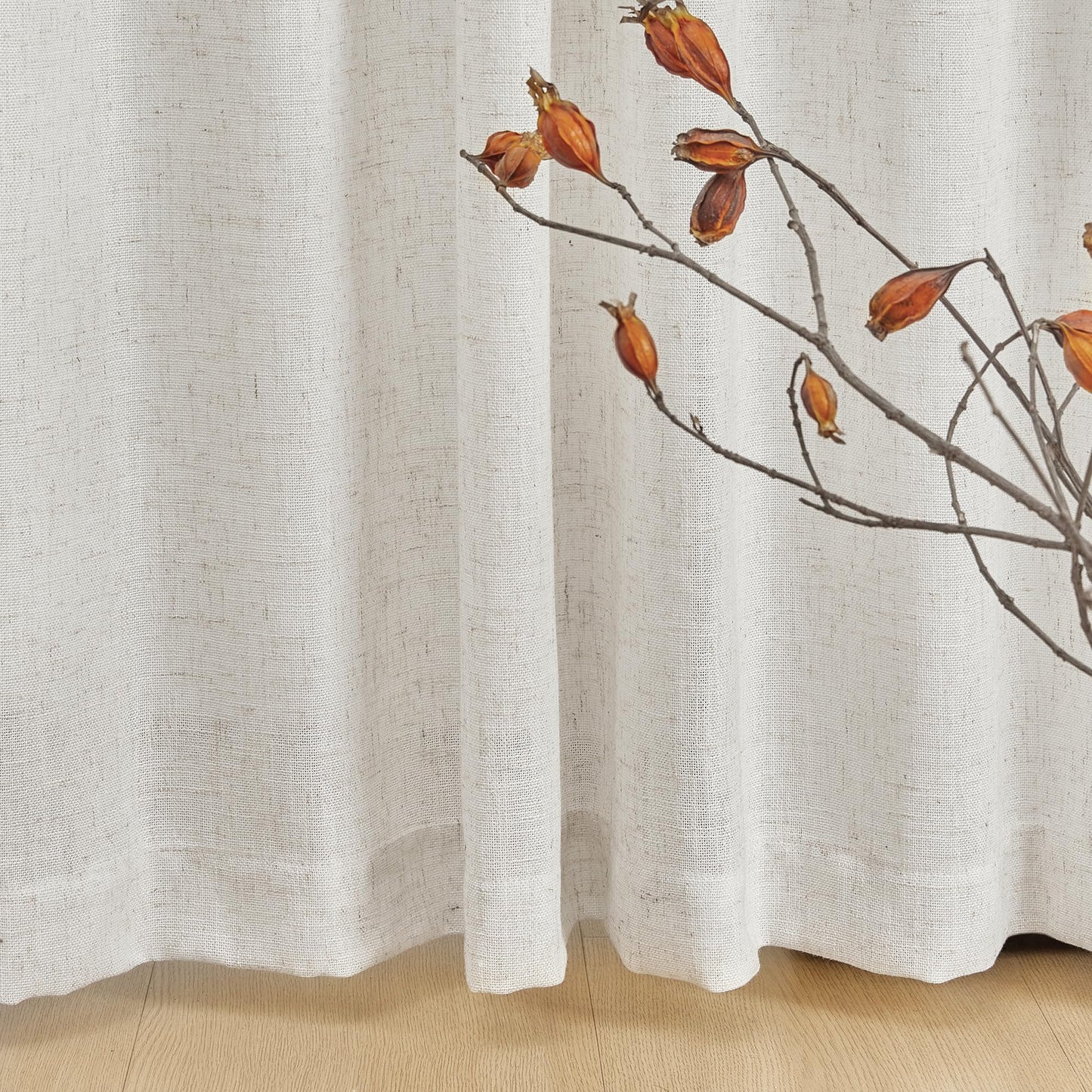 MYSKY HOME Linen Curtains for Sliding Glass Door, Back Tab Semi Sheer Curtain Panels Extra Long Floor Length Drapes Linen Texture Soft Touch Country Curtains, 50x102 Inch, Linen, Set of 2