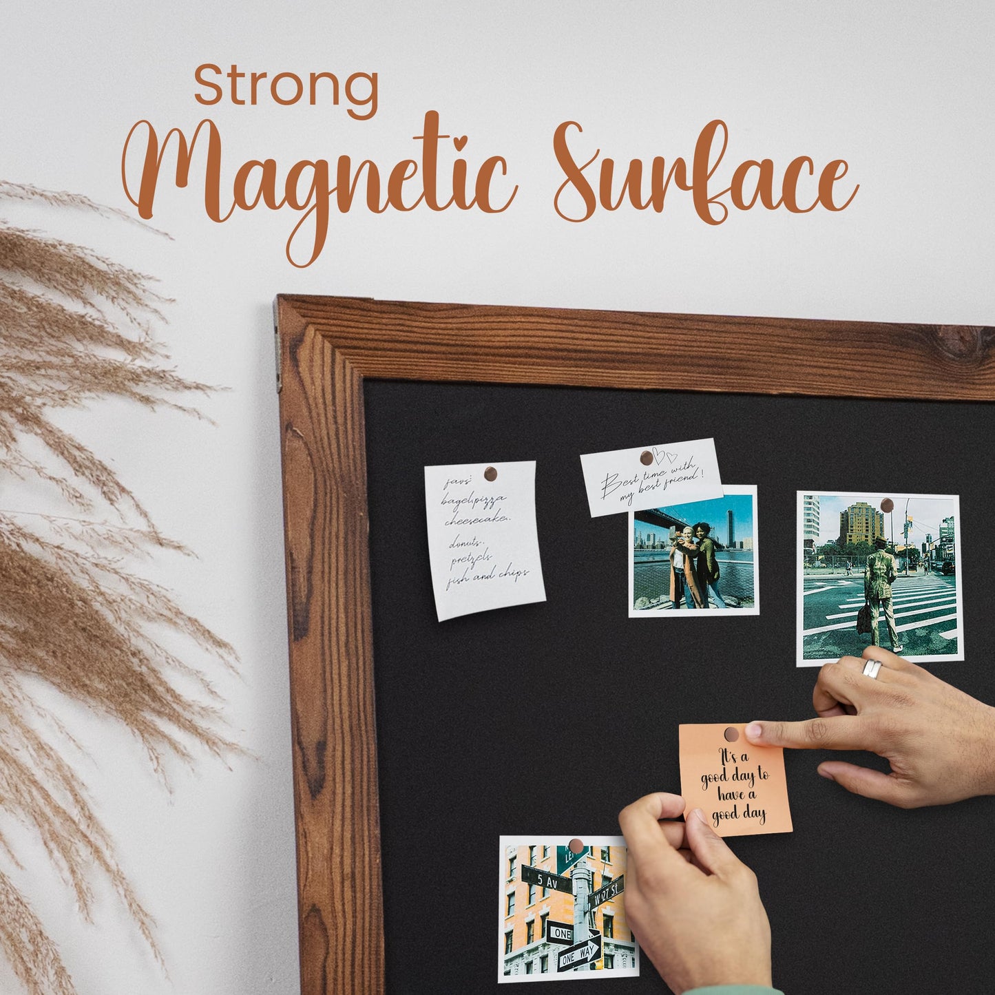 Loddie Doddie Magnetic Chalkboard Sign - 20 x 30 in, Rustic Wood Frame - Easy-Erase Chalk Calendar - Photo & Memo Magnet Display - Wall-Mount Magnetic Bulletin Board