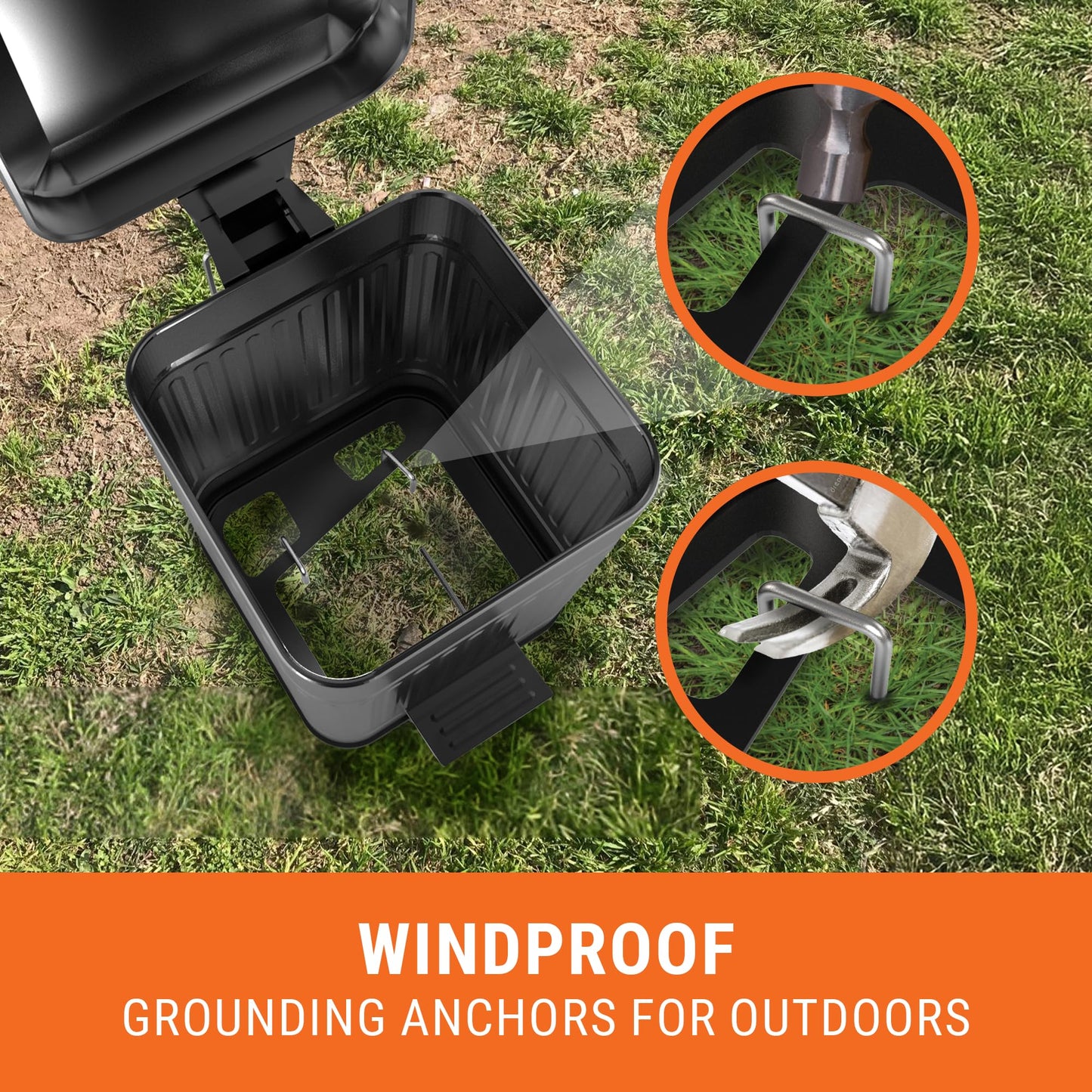 Pupzle Small Dog Poop Trash Can Outside, 1.3 Gal Metal Dog Waste Trash Can, Small Poop Bucket Outdoor with Lid, Poo Container Bin Waterproof Backyard Odor Control, 30 Bags (Black)
