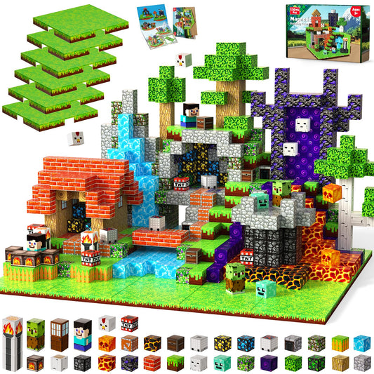 150PCS Magnetic Blocks with 6 Baseplate - Building Blocks Cubes for Kids Ages 4-8, STEM Magnet Building Toys Boys Girls, Birthday Gifts Preschool Educational Learning Toy for 3+ Years Old