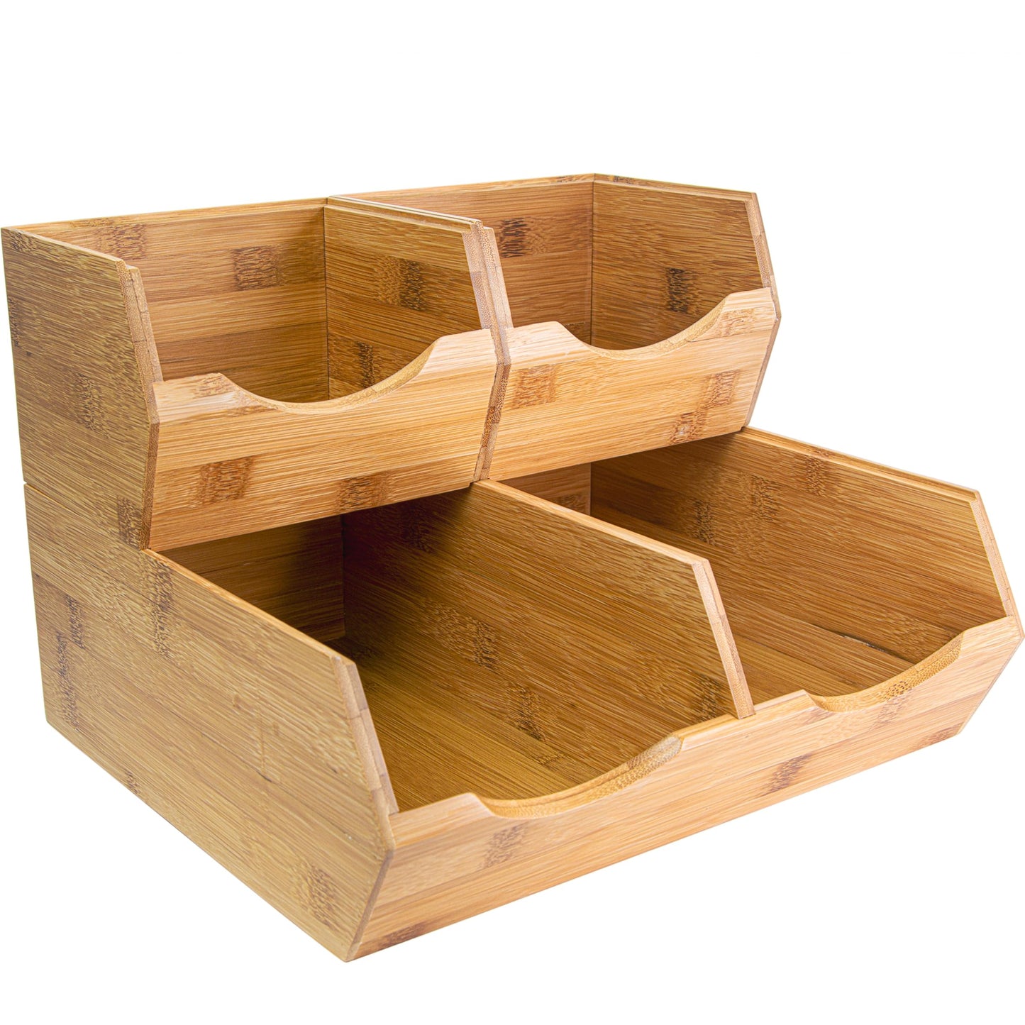 HOMESTEAD Bamboo Pantry Storage Bins – Potato & Onion Storage Bin for Pantry Organizers, Produce Organizer Set of 3 – Slide out Bin Access