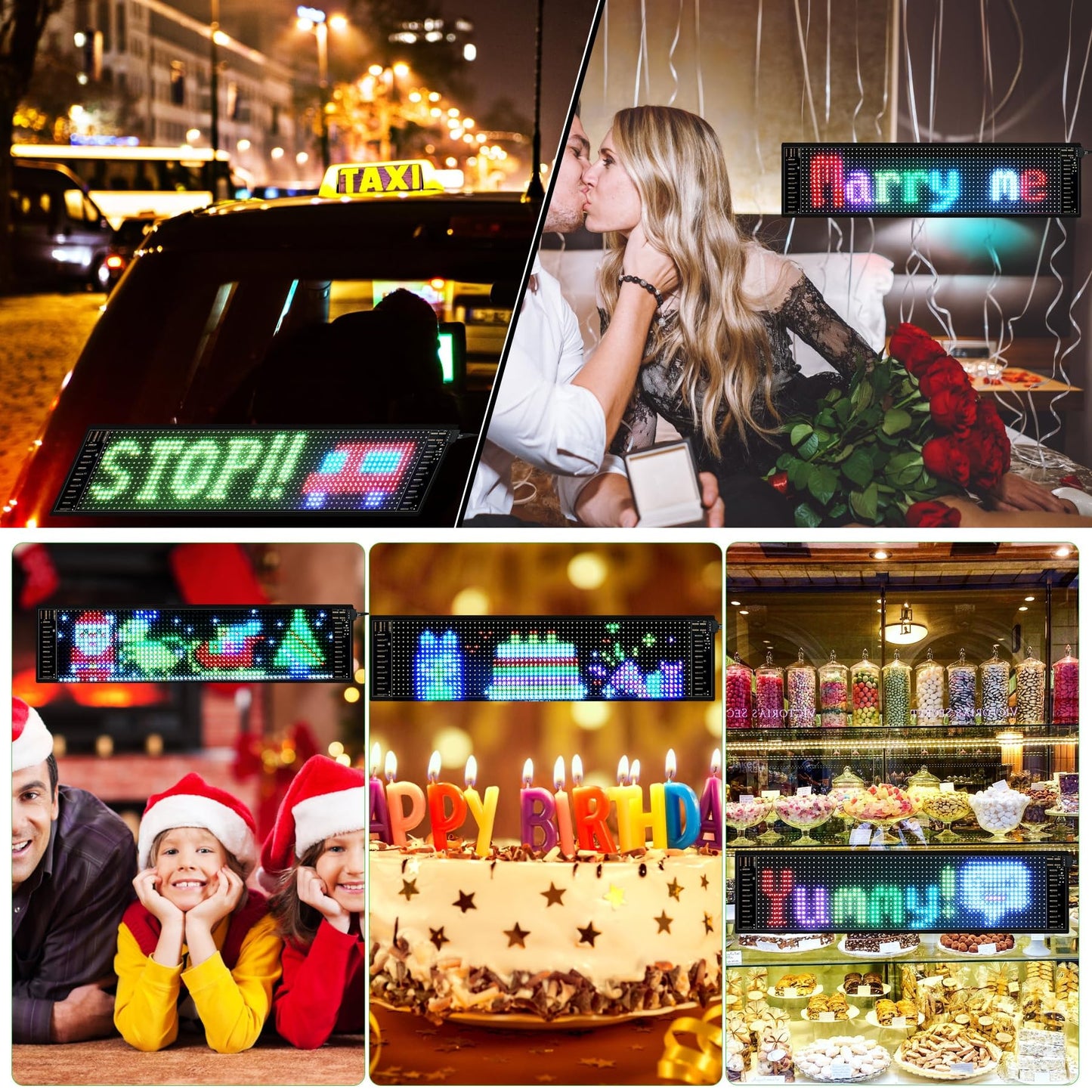 SanLank Led Sign, Bluetooth App Programmable Led Car Sign, USB 5V Scrolling Message Led Matrix Panel, Custom Digital Display Board for Shop Advertising