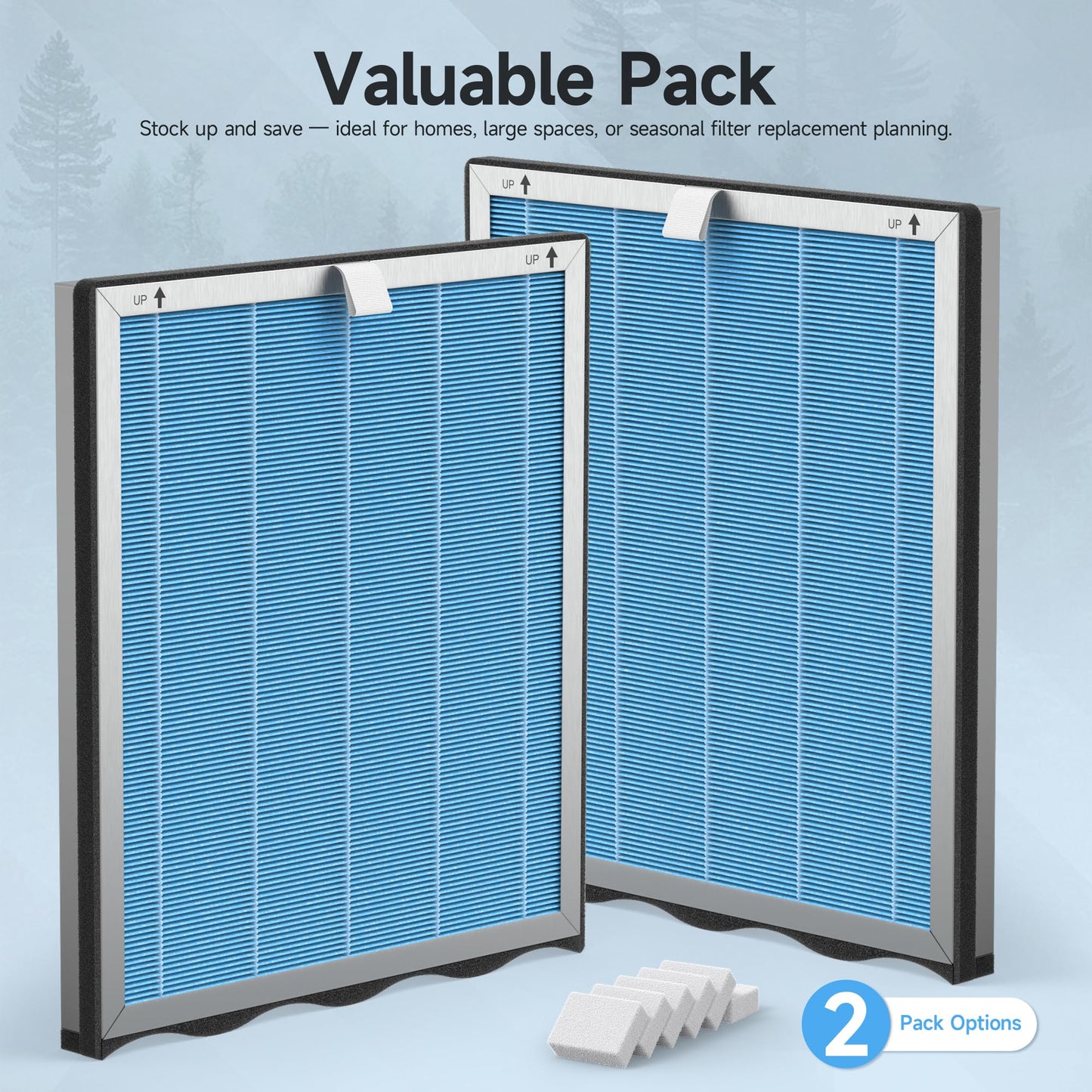 2 Packs APH4000 Replacement Filter Compatible with KNKA APH4000 Air Purifi-er with 6 Aroma Pads, Pet Care Filter – Purple