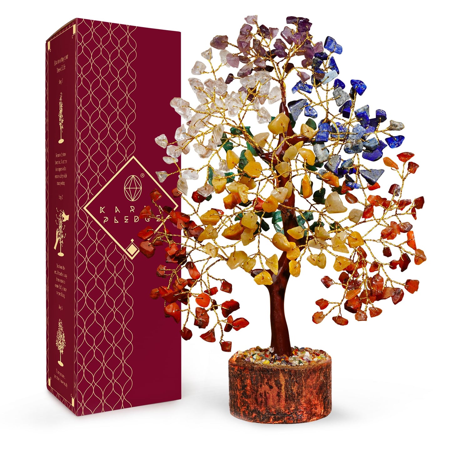Chakra Tree of Life Birthday Gifts for Women, Mom, Sister, Friends, Handmade Healing Crystal Tree Bring Money, Positivity & Good Luck, Boho Home, Room and Office Desk Decor, Unique Graduation Gift