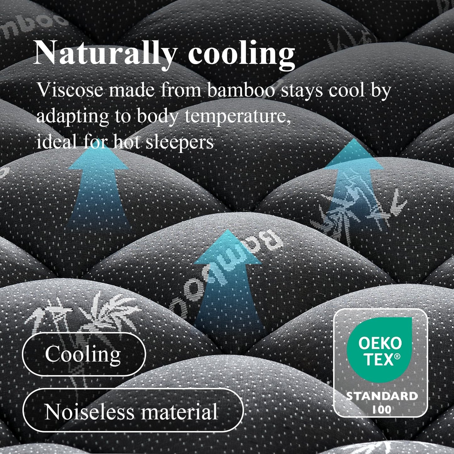 Queen Mattress Topper, Viscose Derived from Bamboo, Thick Pillow Top Mattress Pad with Deep Pocket Fits 6-18 inches, Naturally Cooling for Hot Sleepers, Soft for Back Pain Relief, Premium Dark Grey