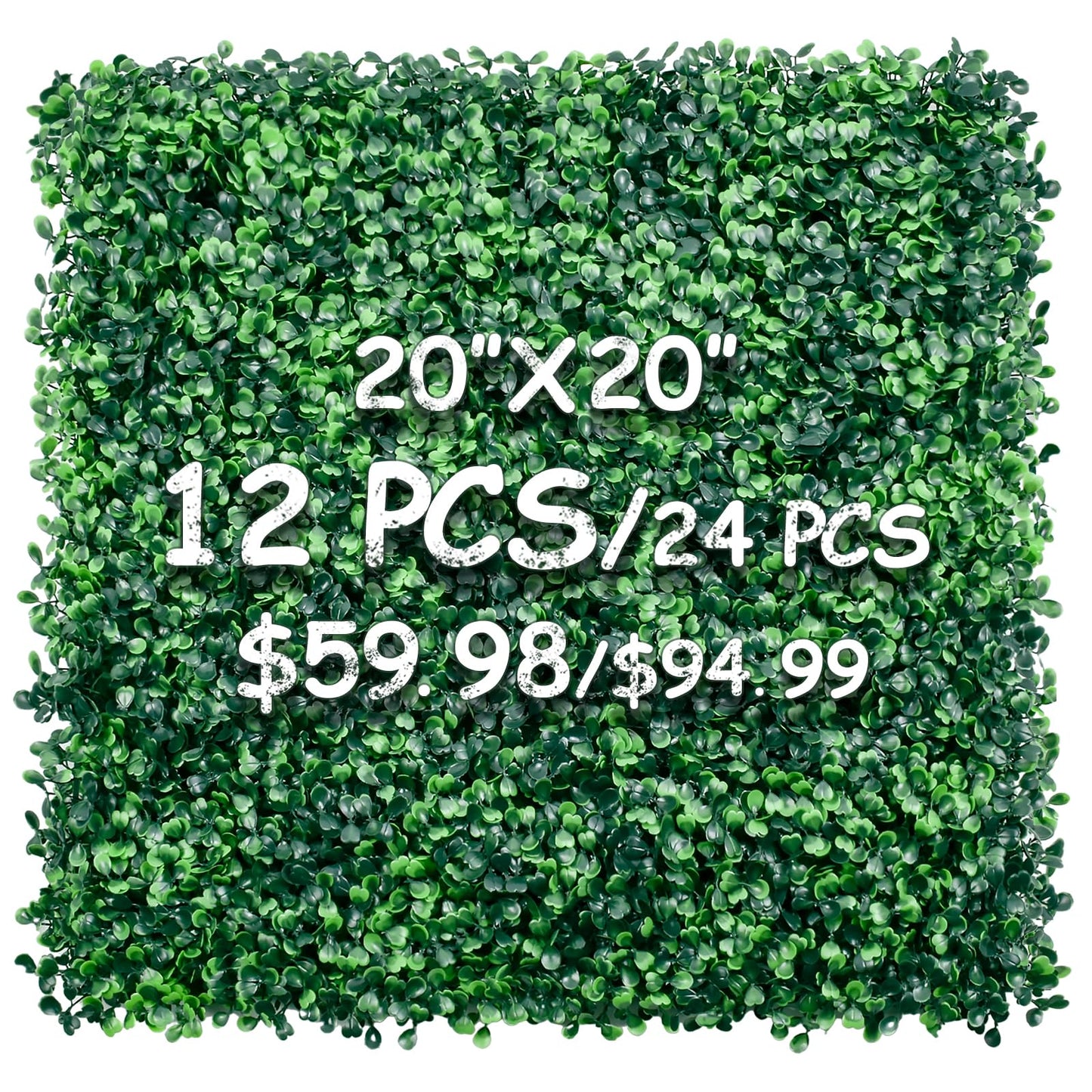 Decwin High-Realistic & Density 12 Pack 20"x20" Artificial Boxwood Panels with 60+ Zip Ties,UV Protected Greenery Backdrop for Photography, Indoor & Outdoor Decor (33.33 Sq Ft)