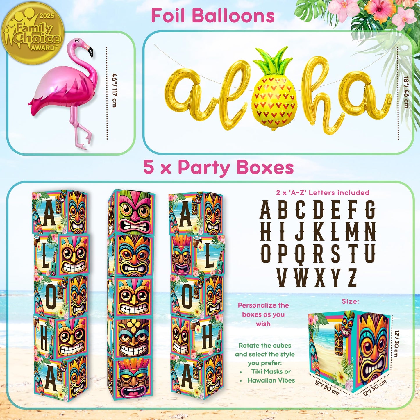 180 pc Premium Luau Party Decorations Set – Hawaiian Birthday Party Decor with Balloons, Backdrop, Table Skirt, Toppers & More – Tropical Aloha Themed Supplies for Indoor & Outdoor Celebrations