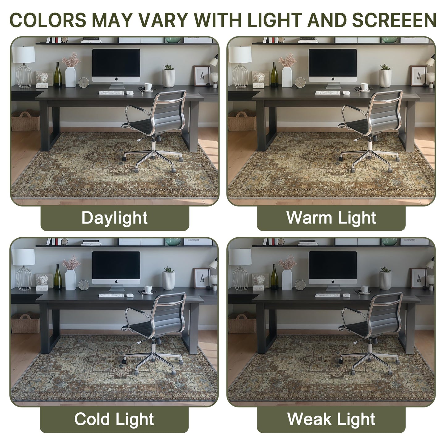 36"x48" Office Chair Mat for Hardwood Tile Floor, Under Desk Carpet Protector for Rolling Computer Chair Mat, Machine Washable Area Rug, Anti-Slip 1/5" Thick Low Pile Thin Vinyl Floor Mat, Brown