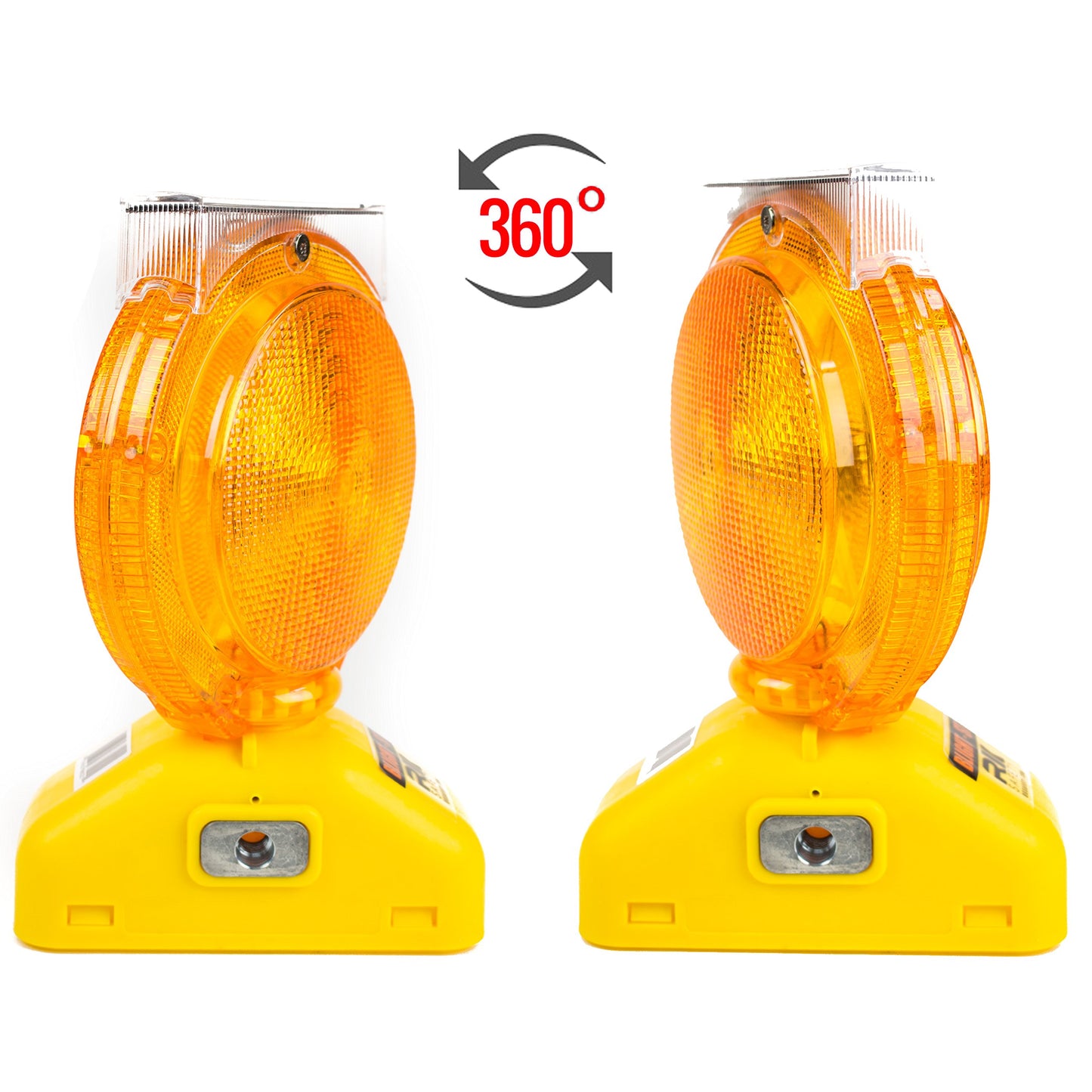 (One Ea) RK Safety BLIGHT-ST Solar Rechargeable Barricade Amber LED Warning Lights | Traffic signal Flashing 2-Sided Visibility, Type A/C, 3-Way Operation Switch | W/Switch Pin and Bolt
