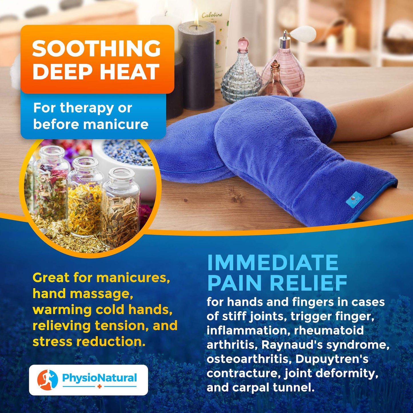 Microwave Safe Therapy Mittens with Flax Seeds - Moist Heat Therapy Relief for Hands and Fingers for Stiff Joints, Trigger Fingers, Inflammation, Raynauds, Carpal Tunnel, Natural Aromatherapy Gloves