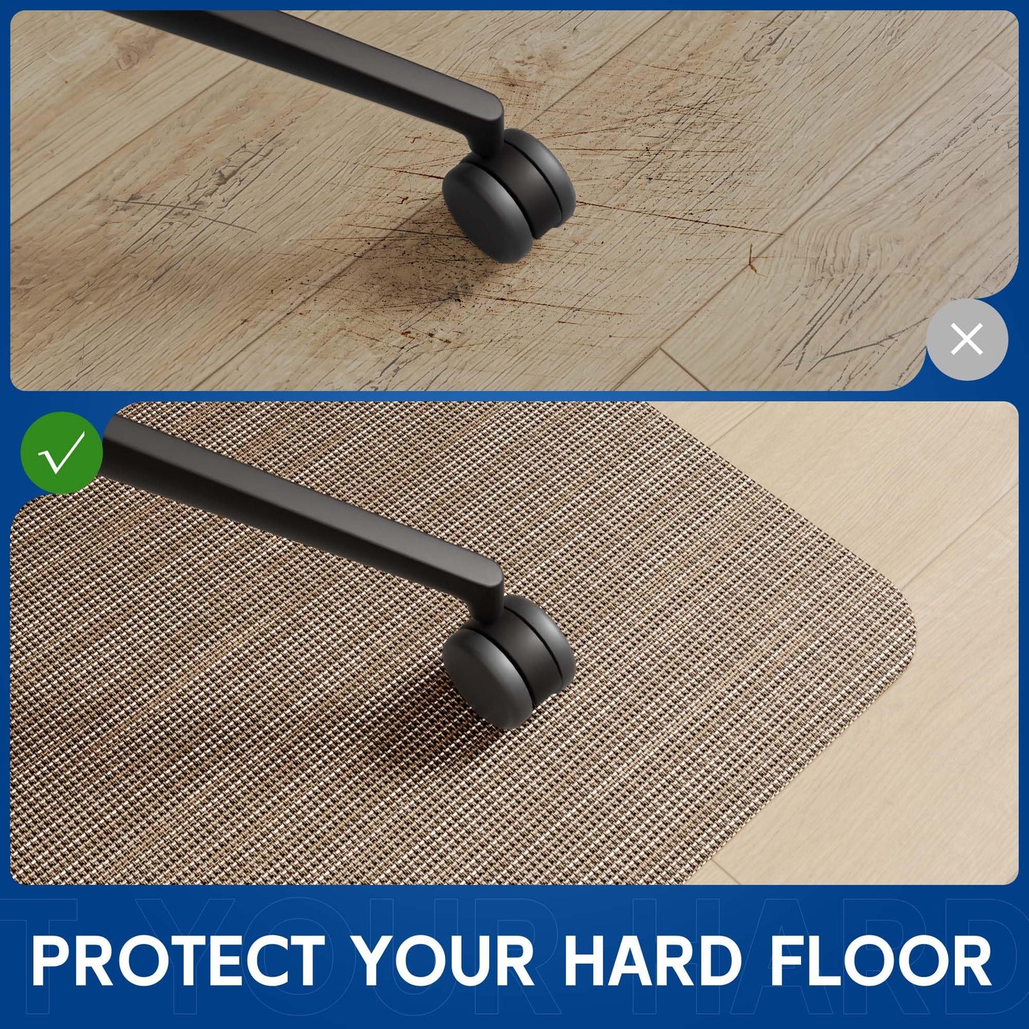 Naturei Office Chair Mat for Hardwood & Tile Floor, 36" x 48"Anti-Slip Desk Chair Mat, Easy Glide Floor Protector for Rolling Chairs, Floor Mat for Office Chair for Home Office (Dark Brown)